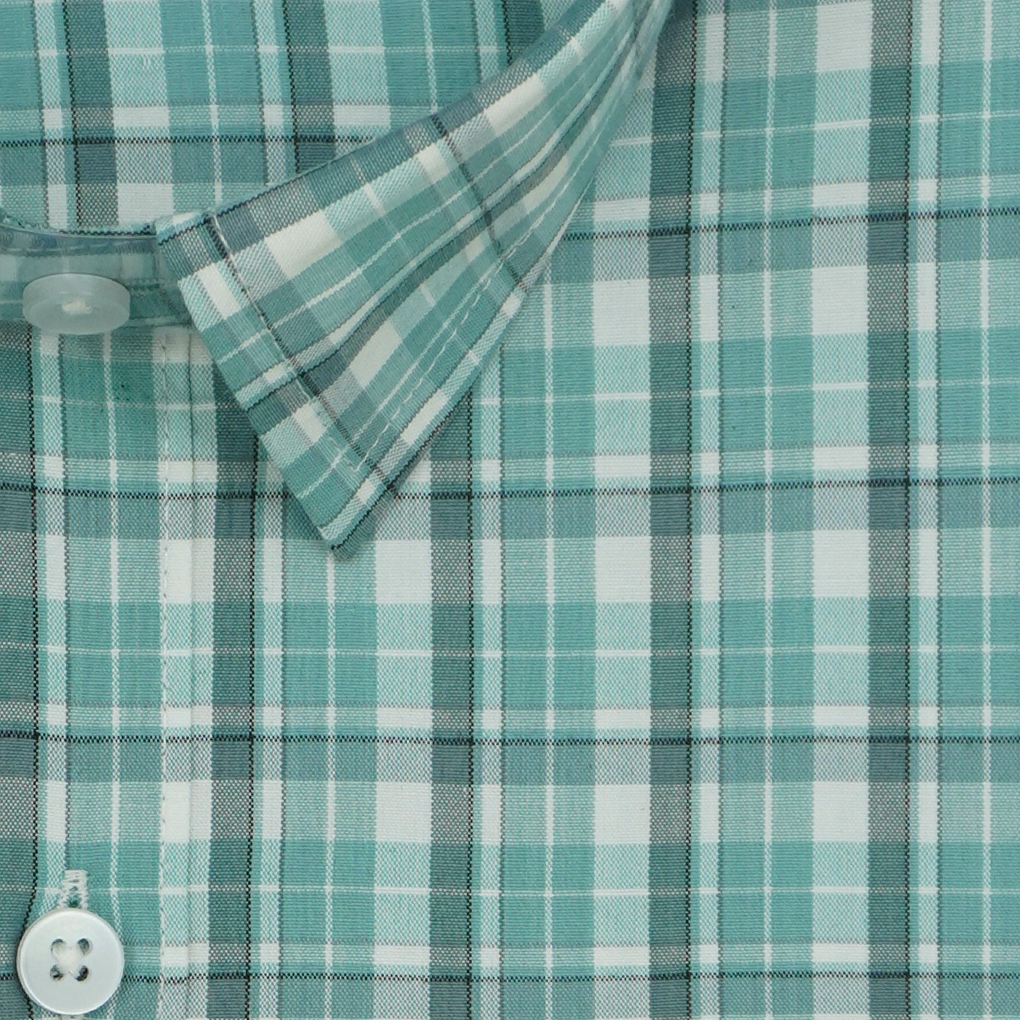 Men's 100% Cotton Checkered Half Sleeves Shirts (Sea green)