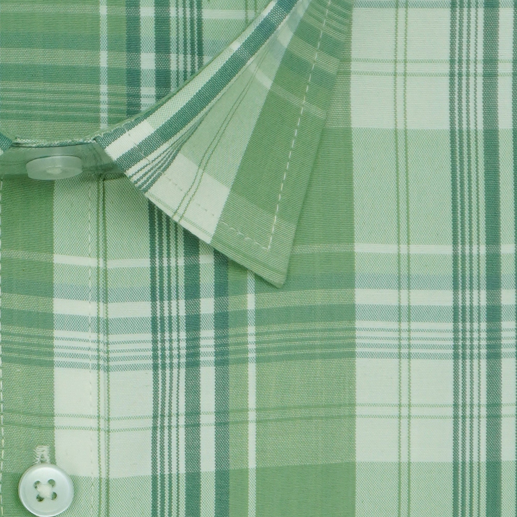 Men's 100% Cotton Checkered Half Sleeves Shirts (Green)