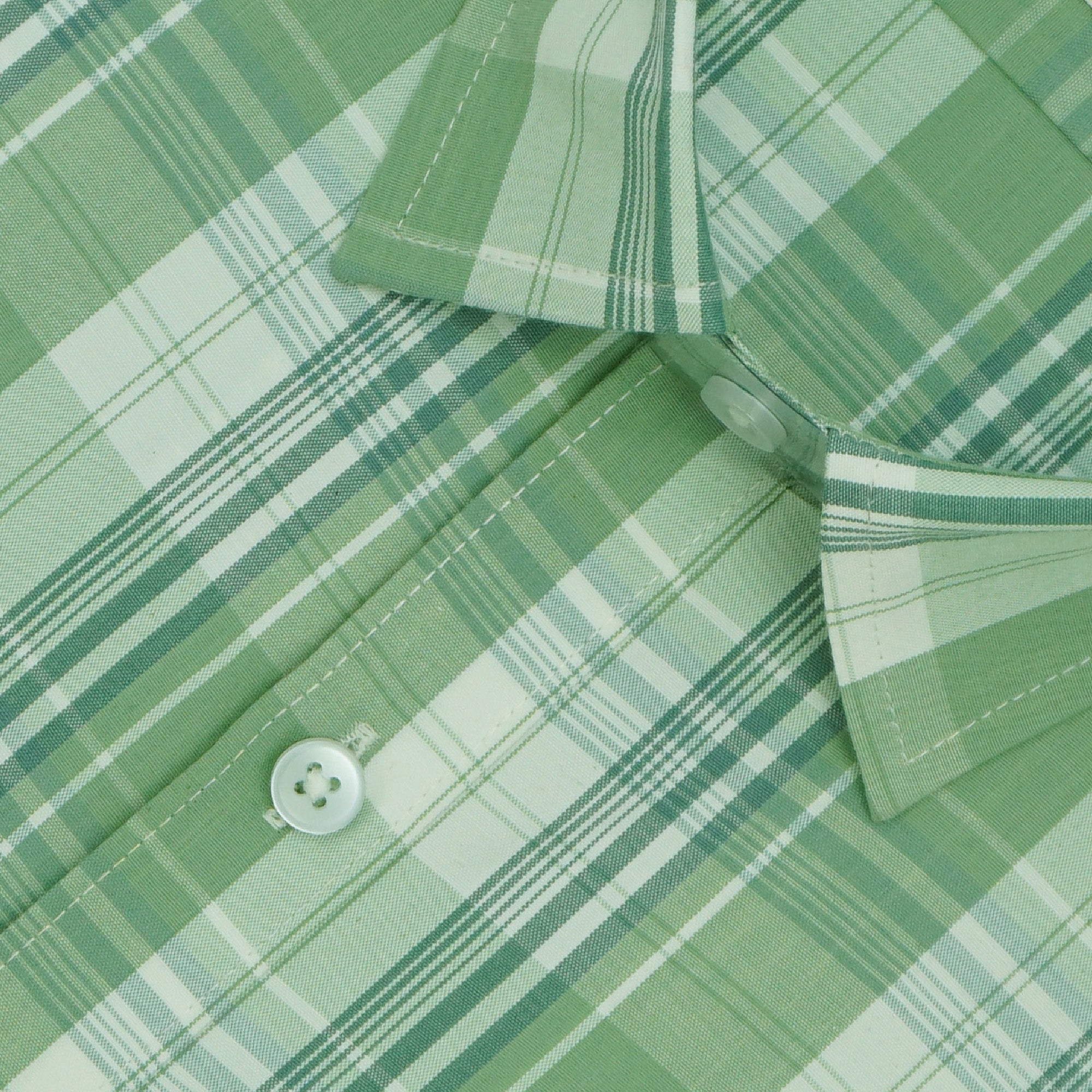 Men's 100% Cotton Checkered Half Sleeves Shirts (Green)
