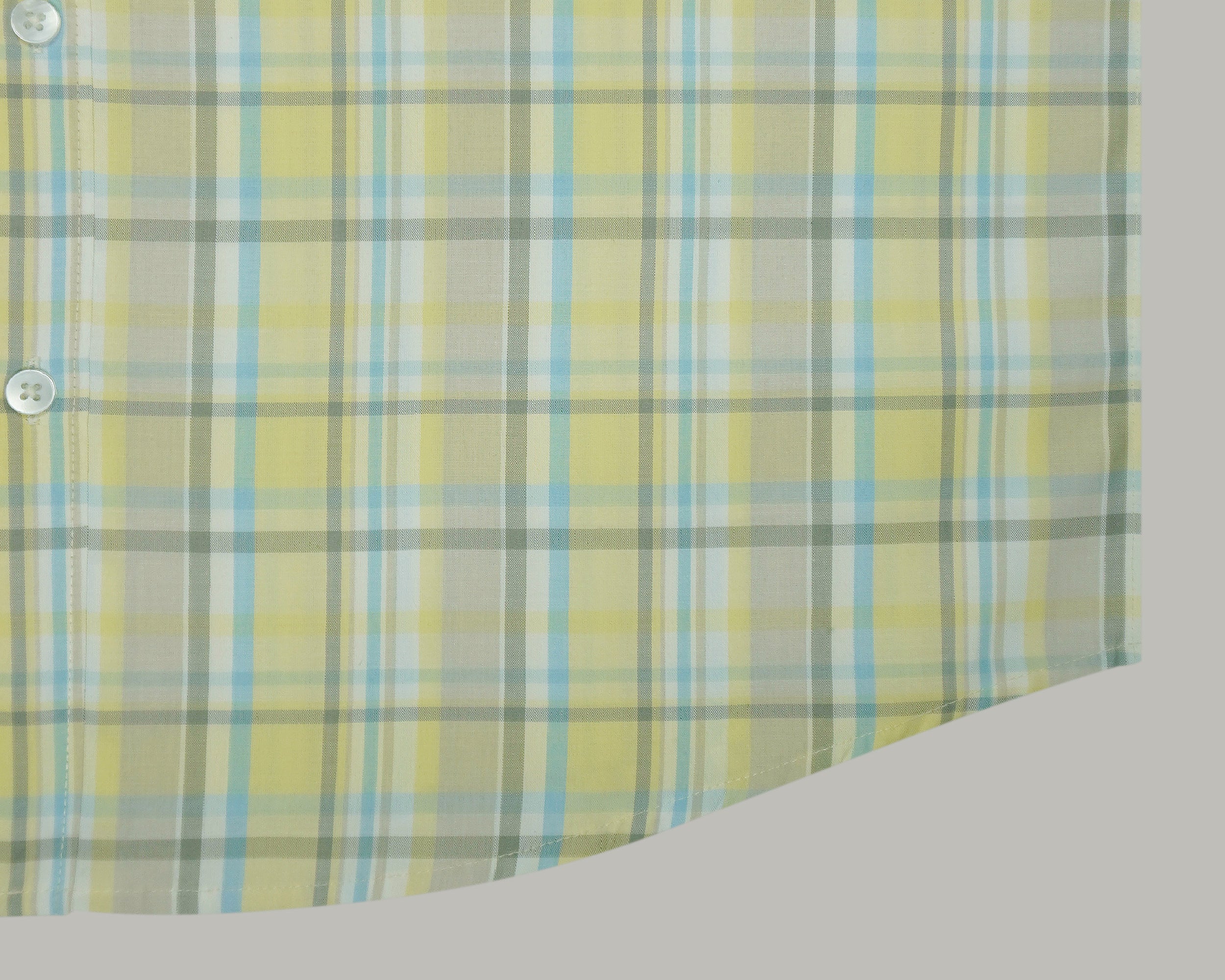 Men's 100% Cotton Checkered Half Sleeves Shirts (Yellow)