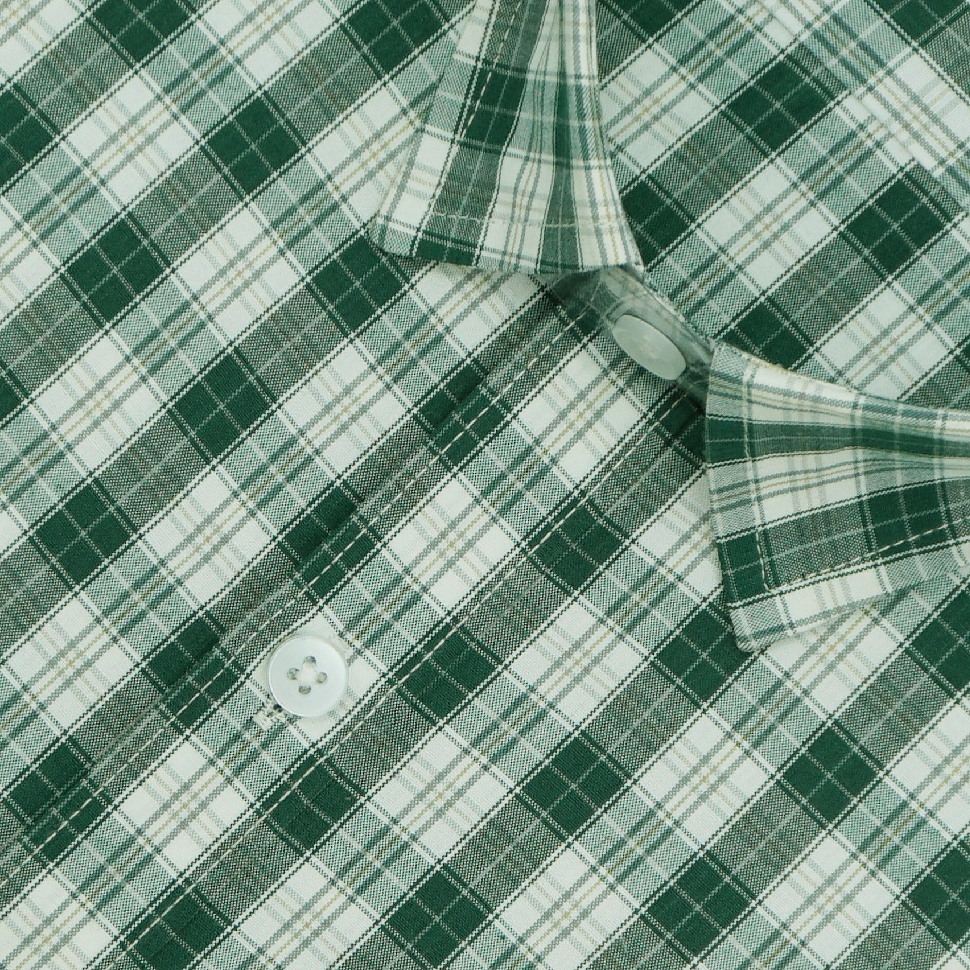 Men's 100% Cotton Checkered Half Sleeves Shirts (Green)