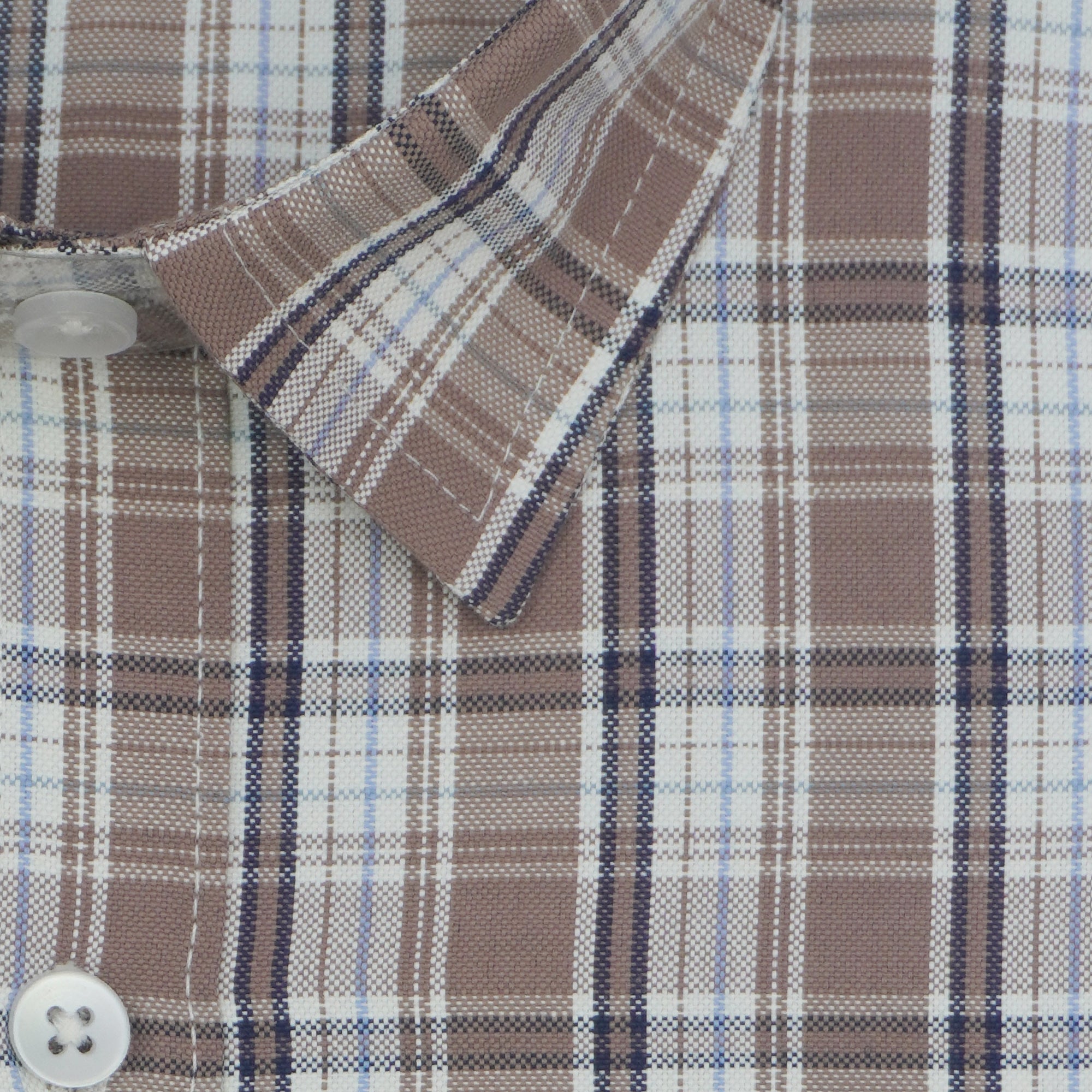 Men's Cotton Linen Checkered Half Sleeves Shirts (Brown)