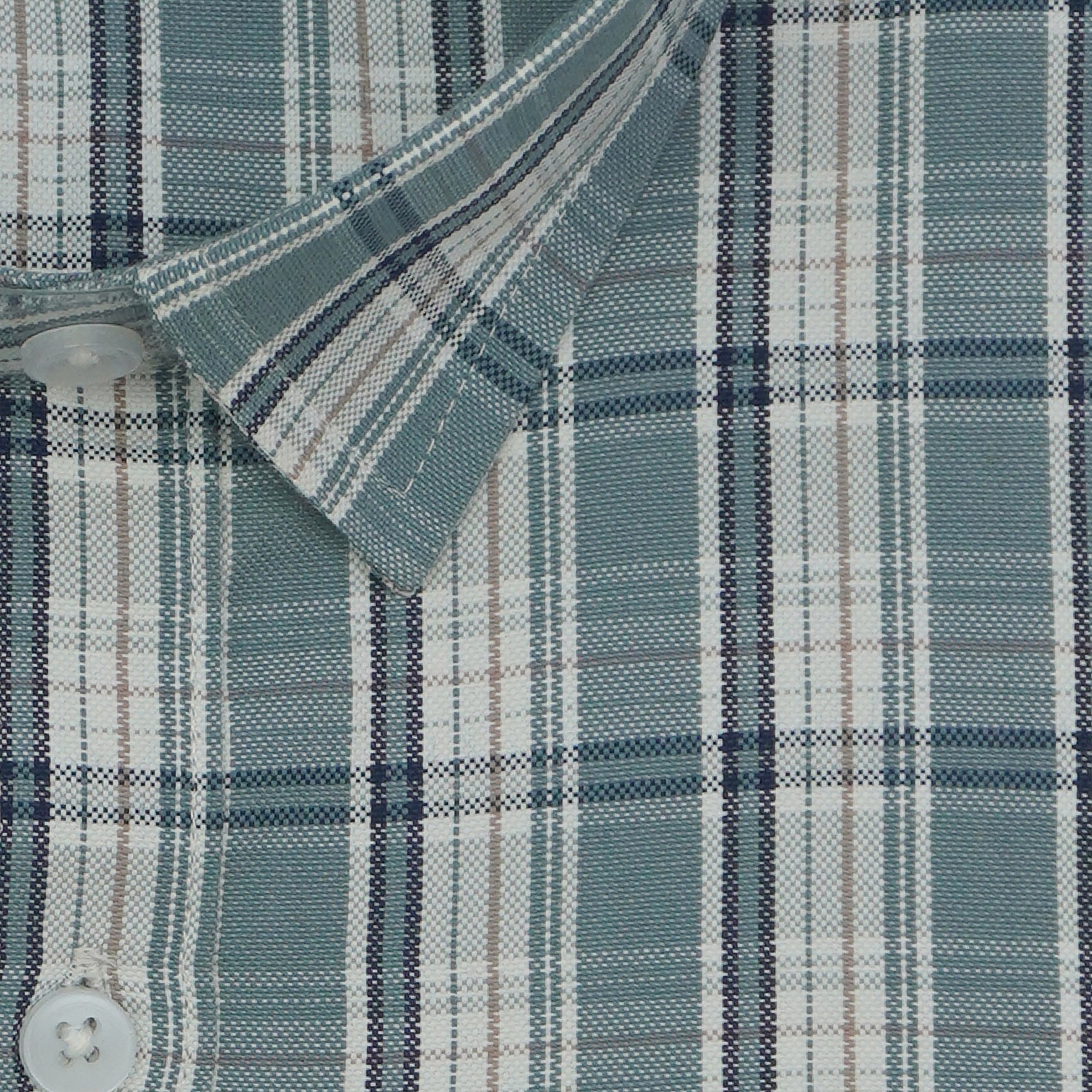 Men's Cotton Linen Checkered Half Sleeves Shirts (Grey)