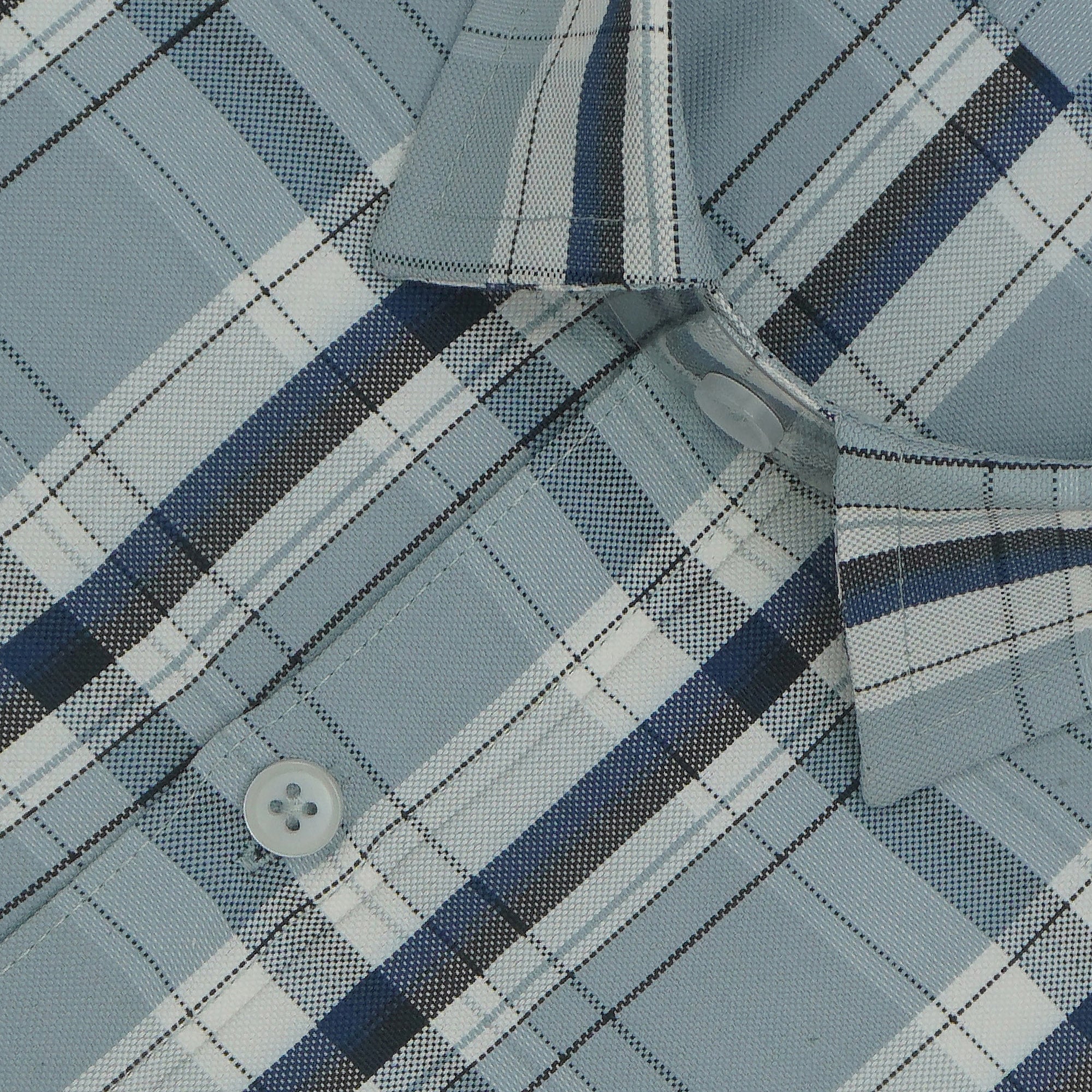 Men's Cotton Linen Checkered Half Sleeves Shirts (Grey)