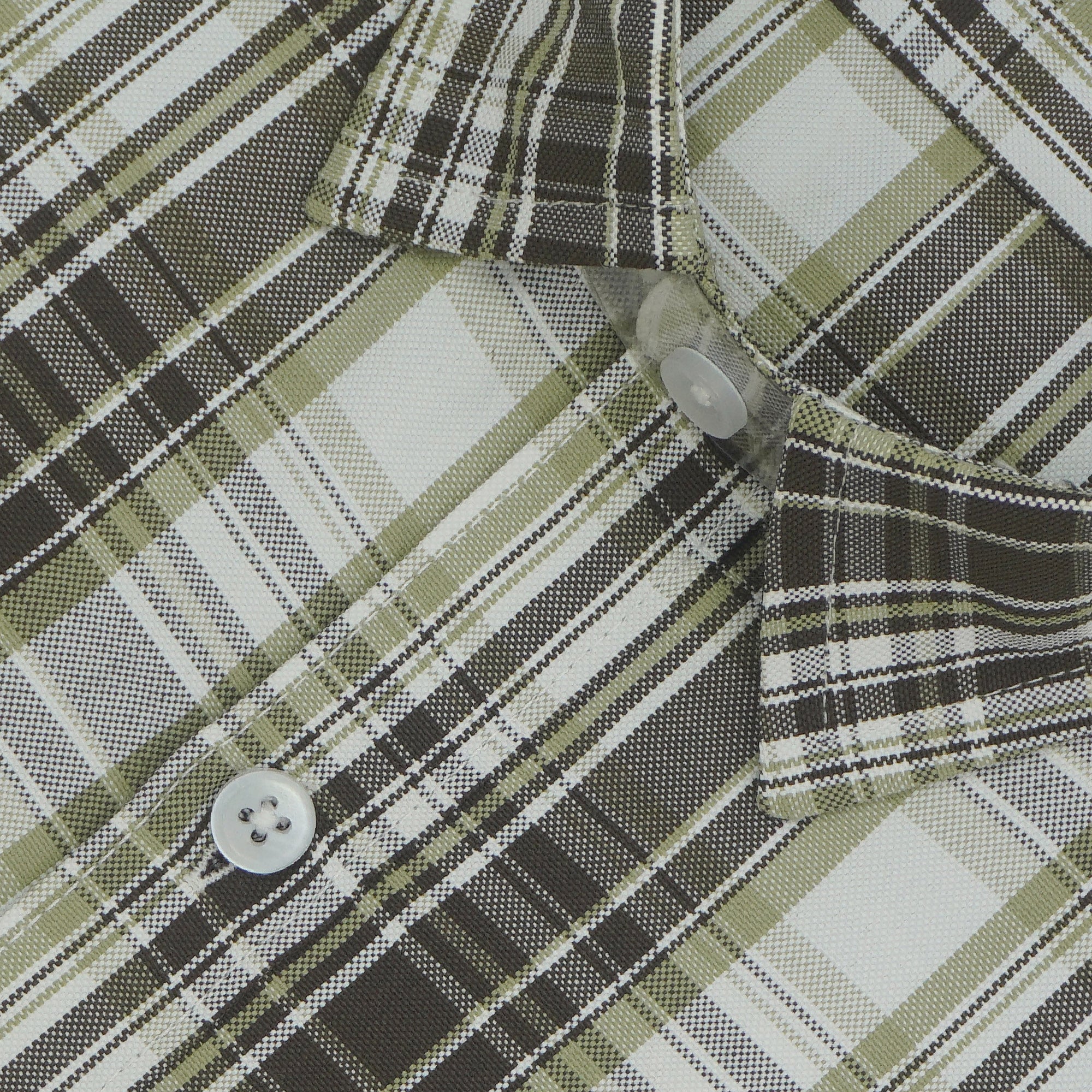 Men's Cotton Linen Checkered Half Sleeves Shirts (Khaki)