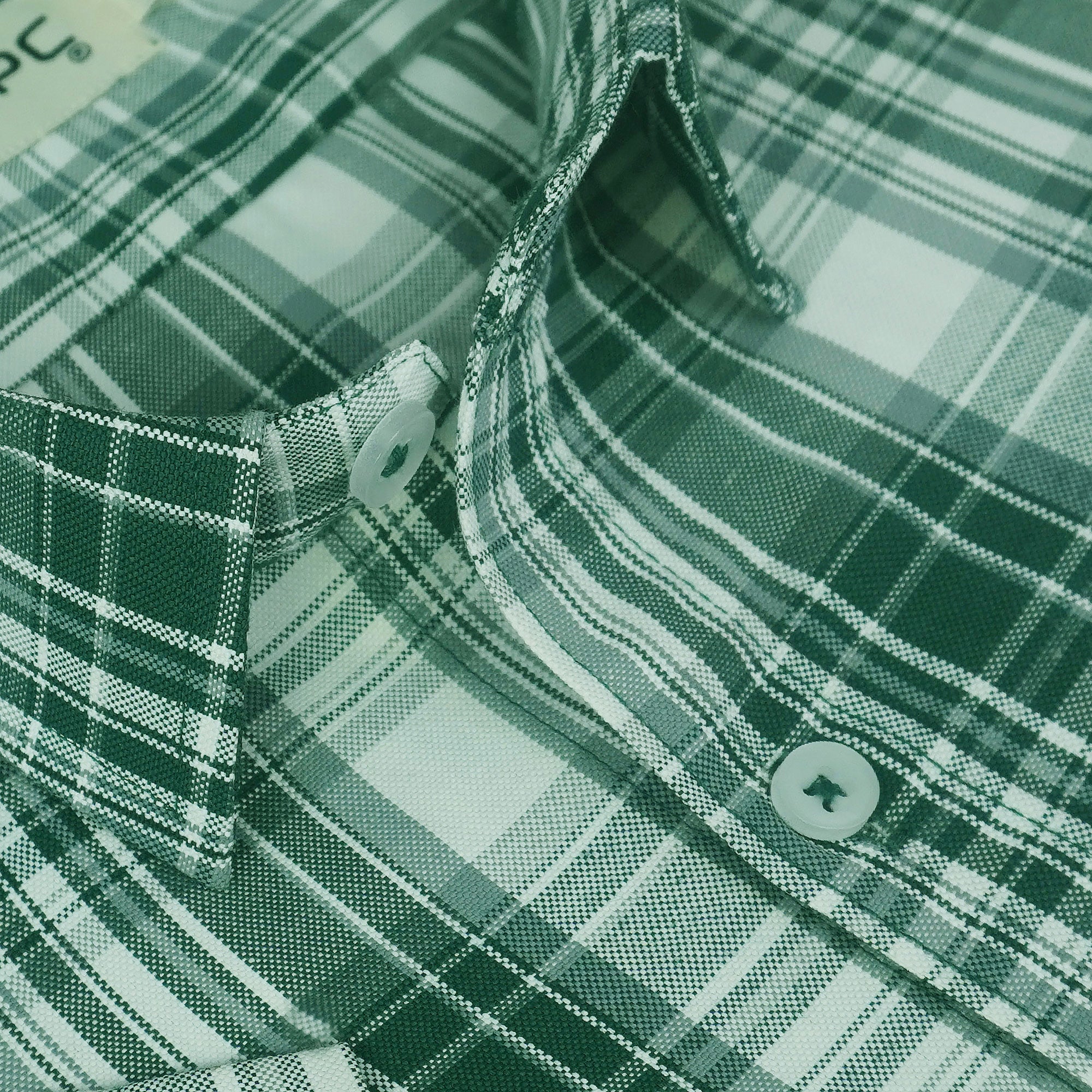 Men's Cotton Linen Checkered Half Sleeves Shirts (Green)