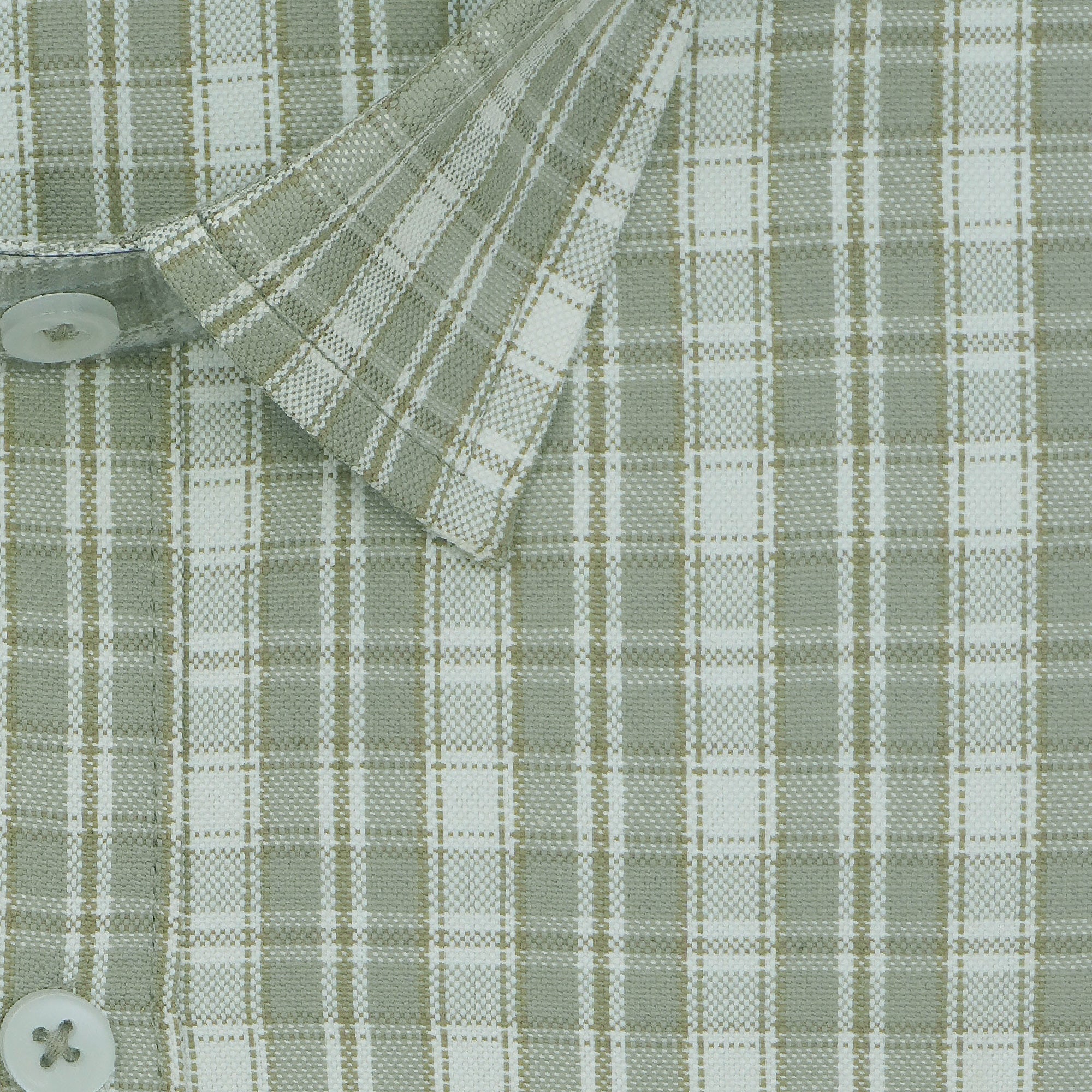 Men's Cotton Linen Checkered Half Sleeves Shirts (Beige)