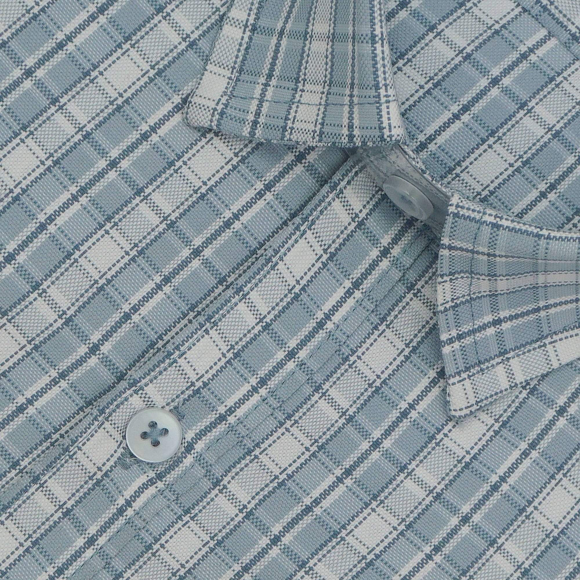 Men's Cotton Linen Checkered Half Sleeves Shirts (Grey)