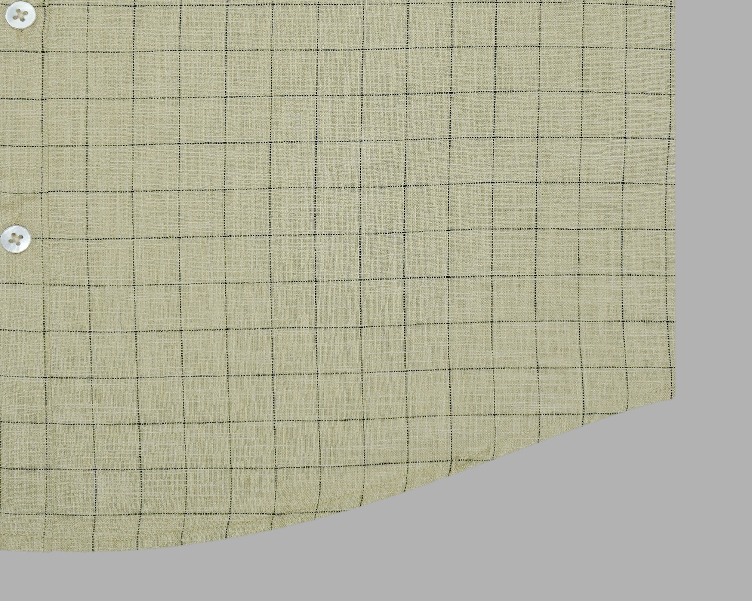 Men's Cotton Linen Checkered Half Sleeves Shirt (Khaki)
