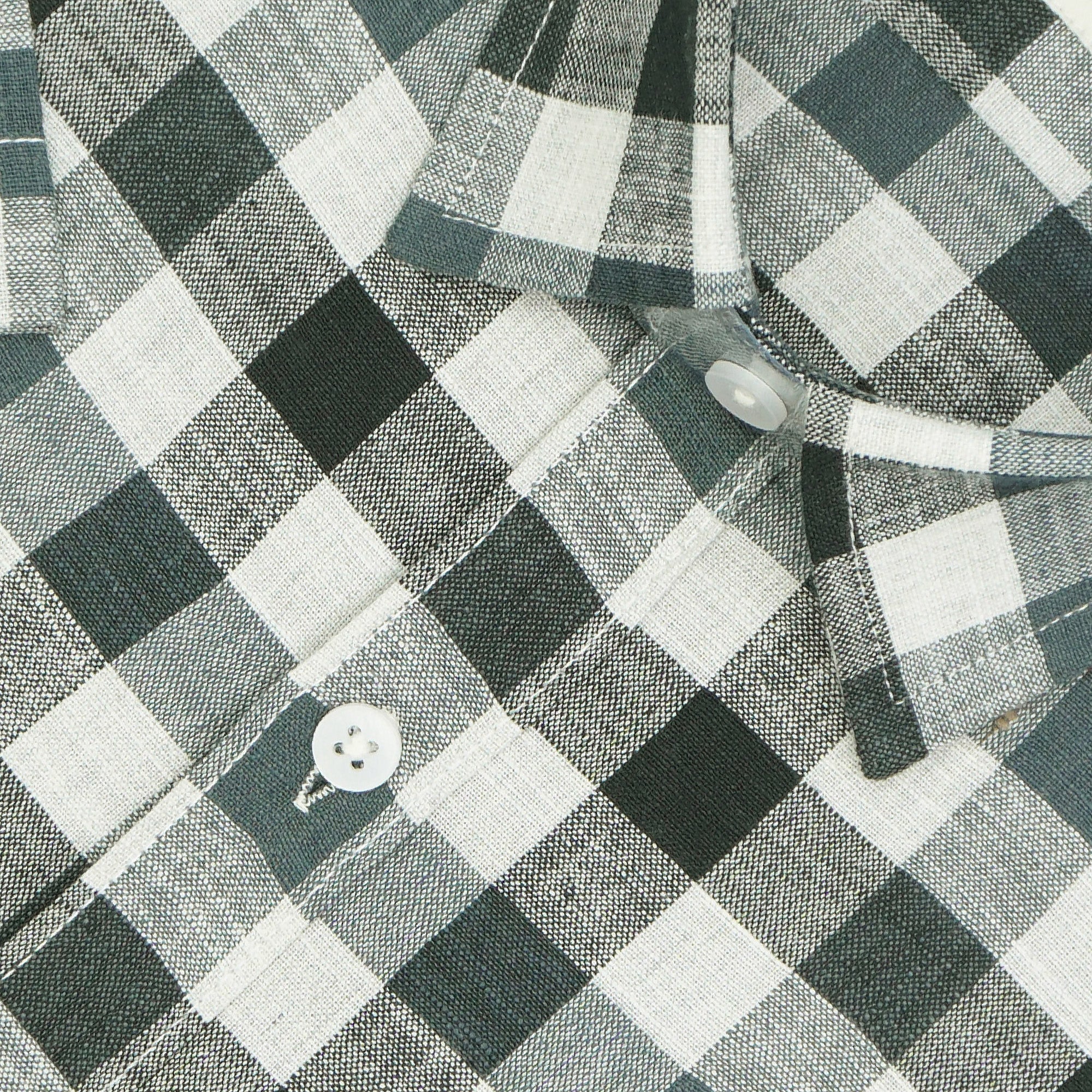 Men's Cotton Linen Checkered Half Sleeves Shirt (Grey)