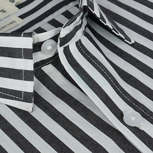 Men's 100% Cotton Candy Striped Half Sleeves Shirt (Black) FSH407602_4