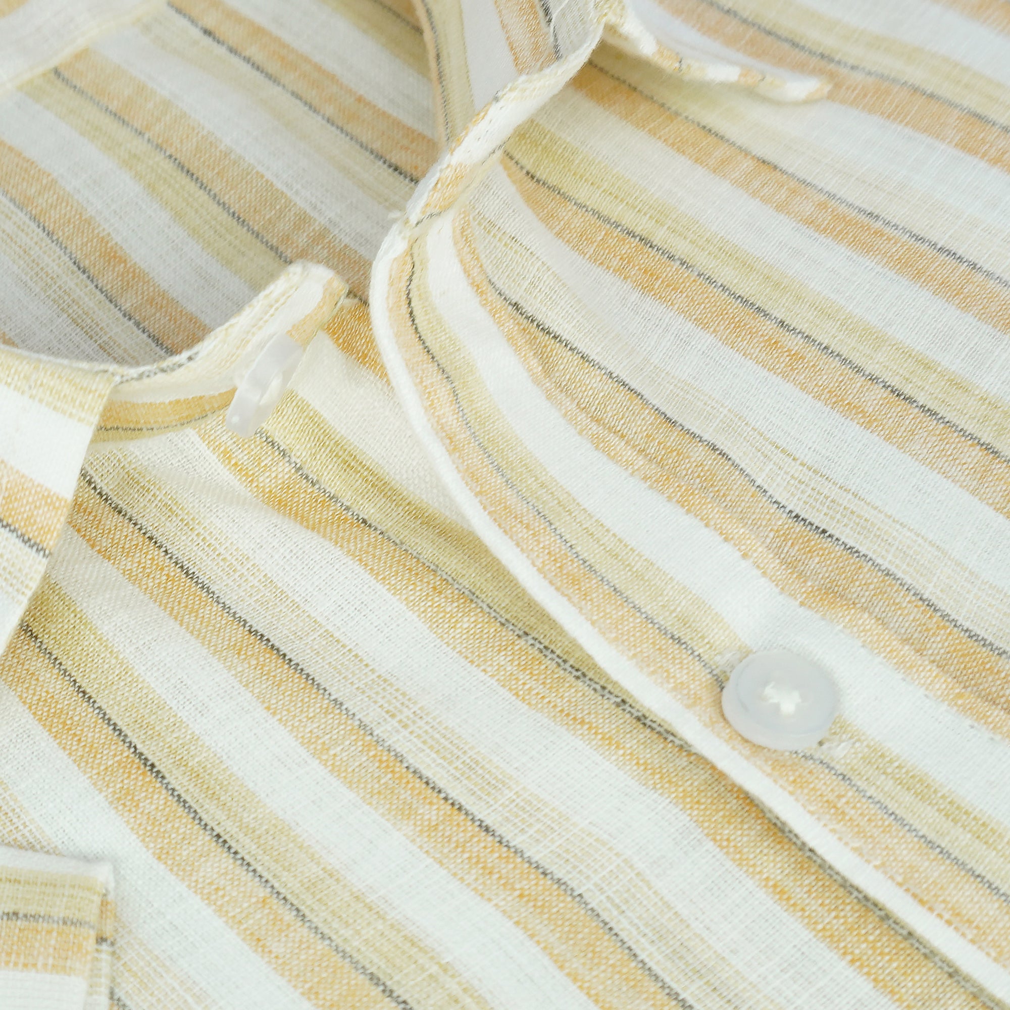Men's Cotton Linen Striped Half Sleeves Shirt (Orange)