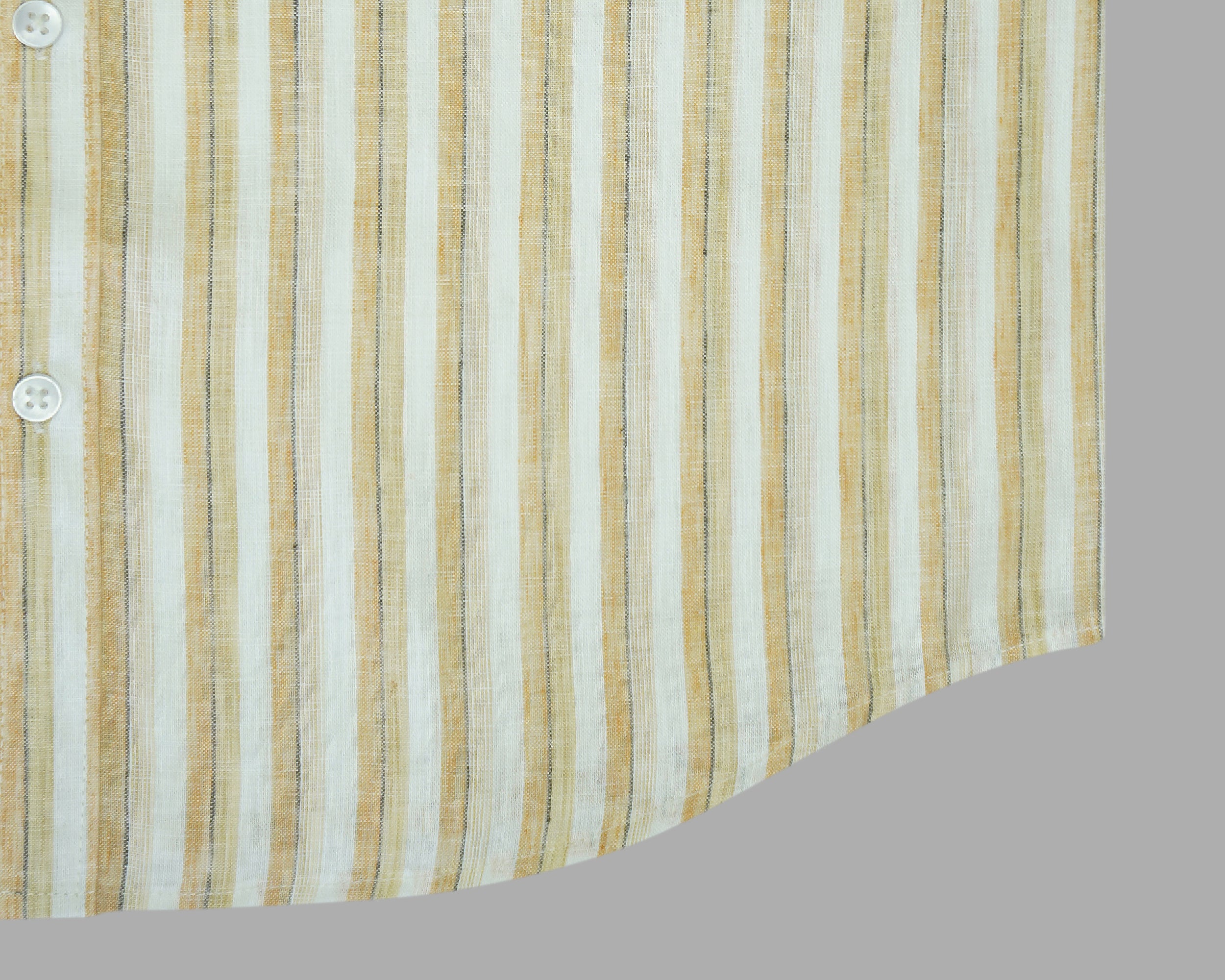 Men's Cotton Linen Striped Half Sleeves Shirt (Orange)