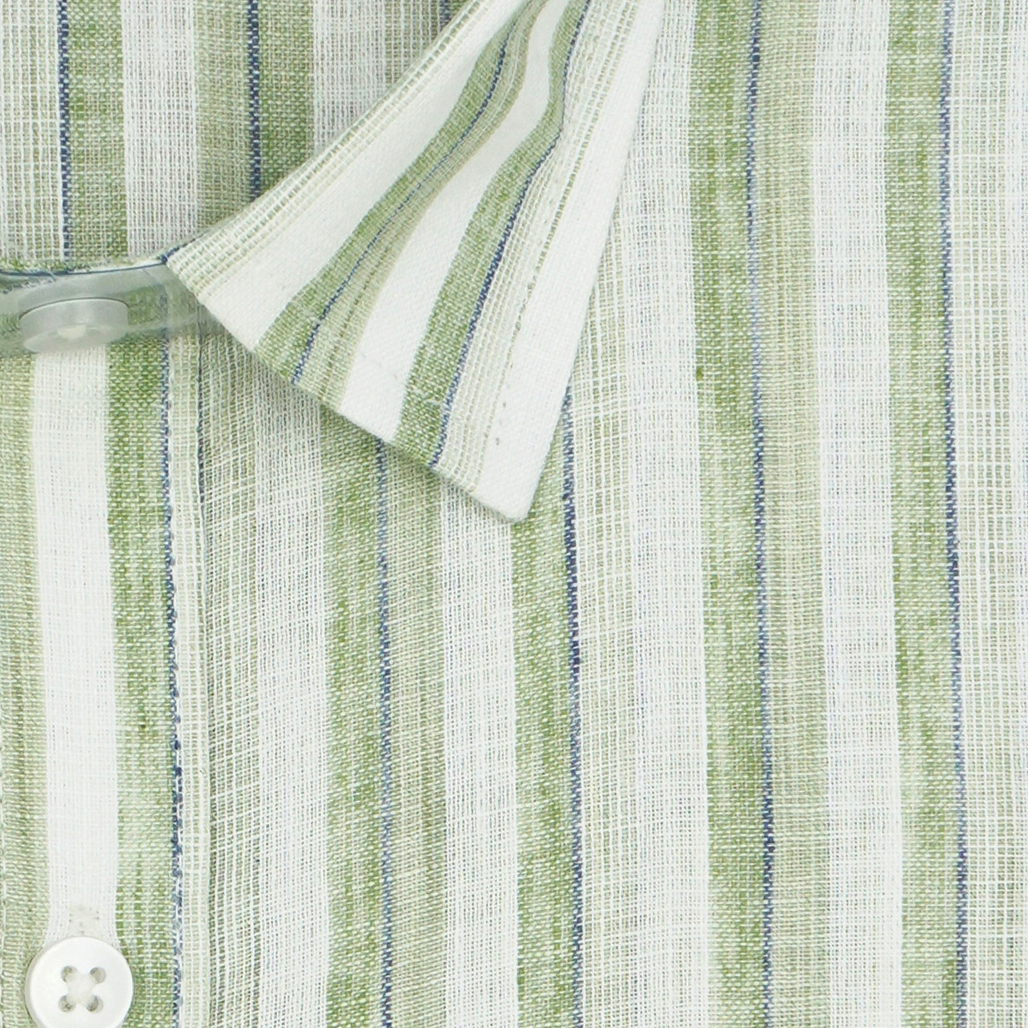 Men's Cotton Linen Striped Half Sleeves Shirt (Green)