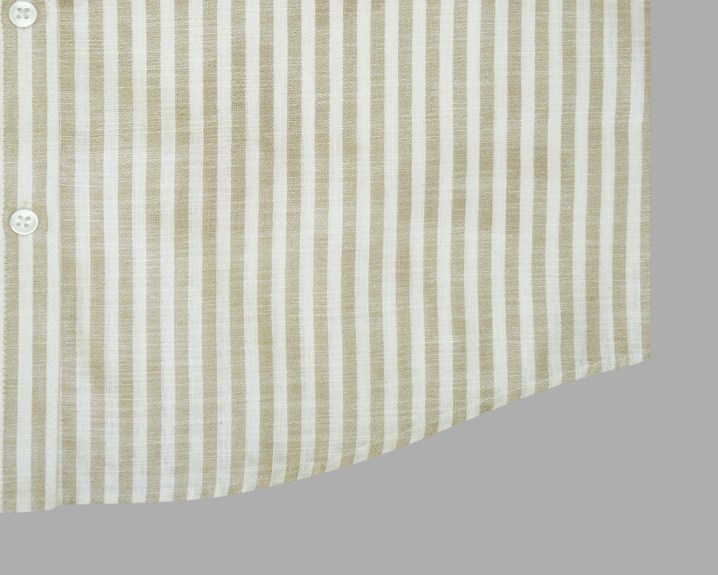 Men's Cotton Linen Striped Half Sleeves Shirt (Beige)