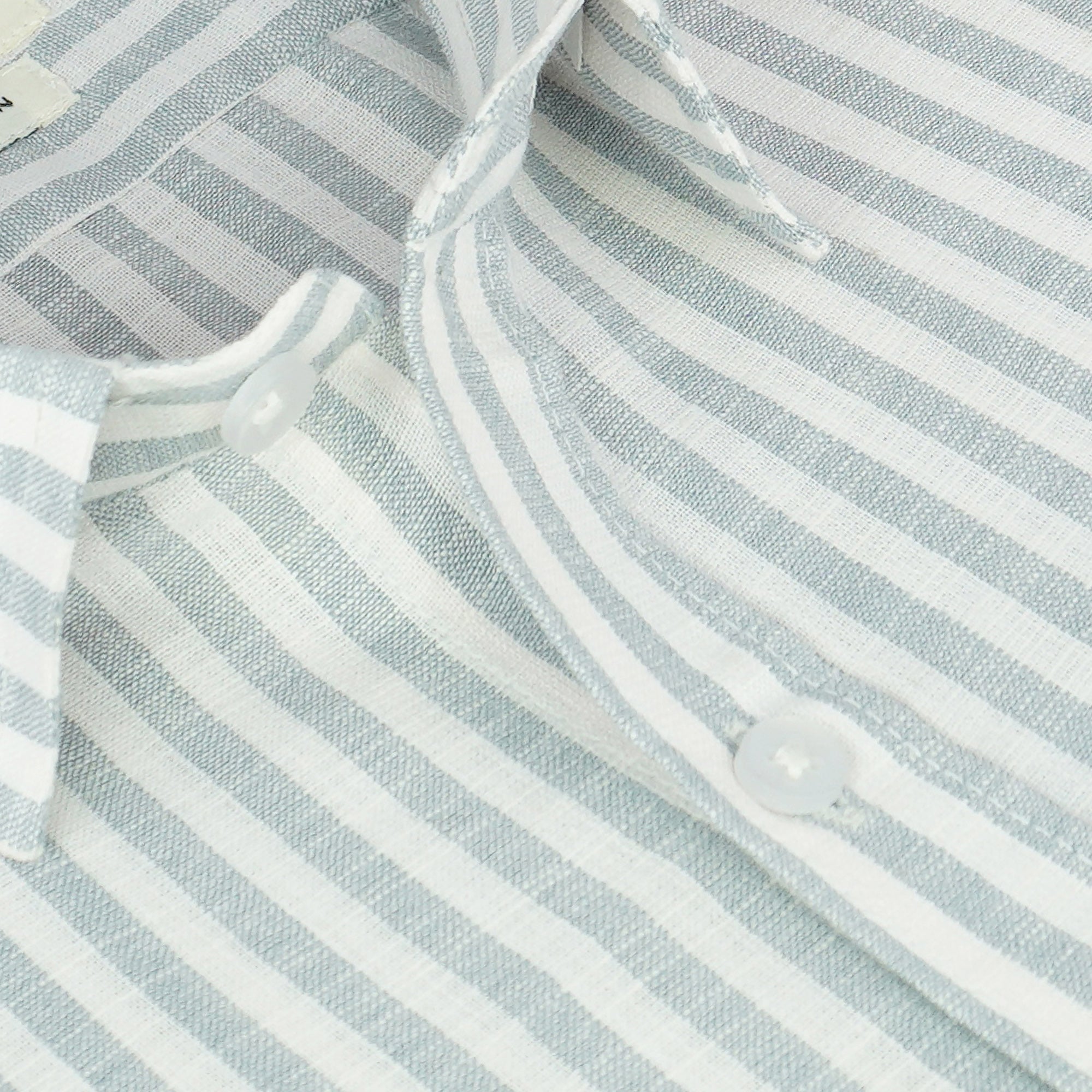 Men's Cotton Linen Striped Half Sleeves Shirt (Grey)