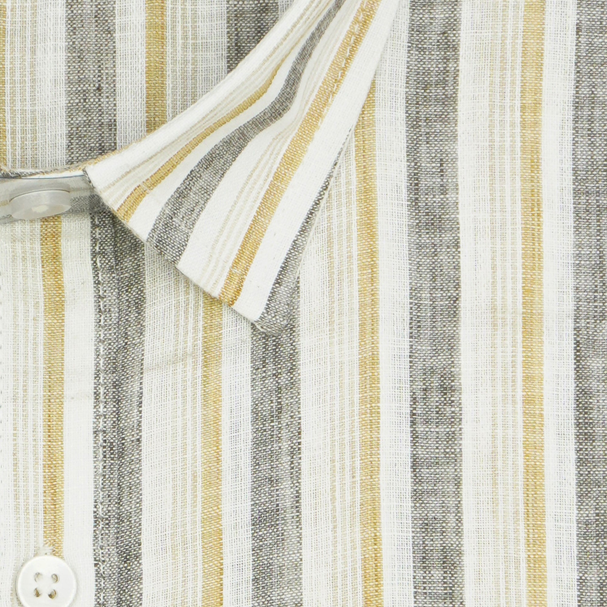 Men's Cotton Linen Striped Half Sleeves Shirt (Grey)