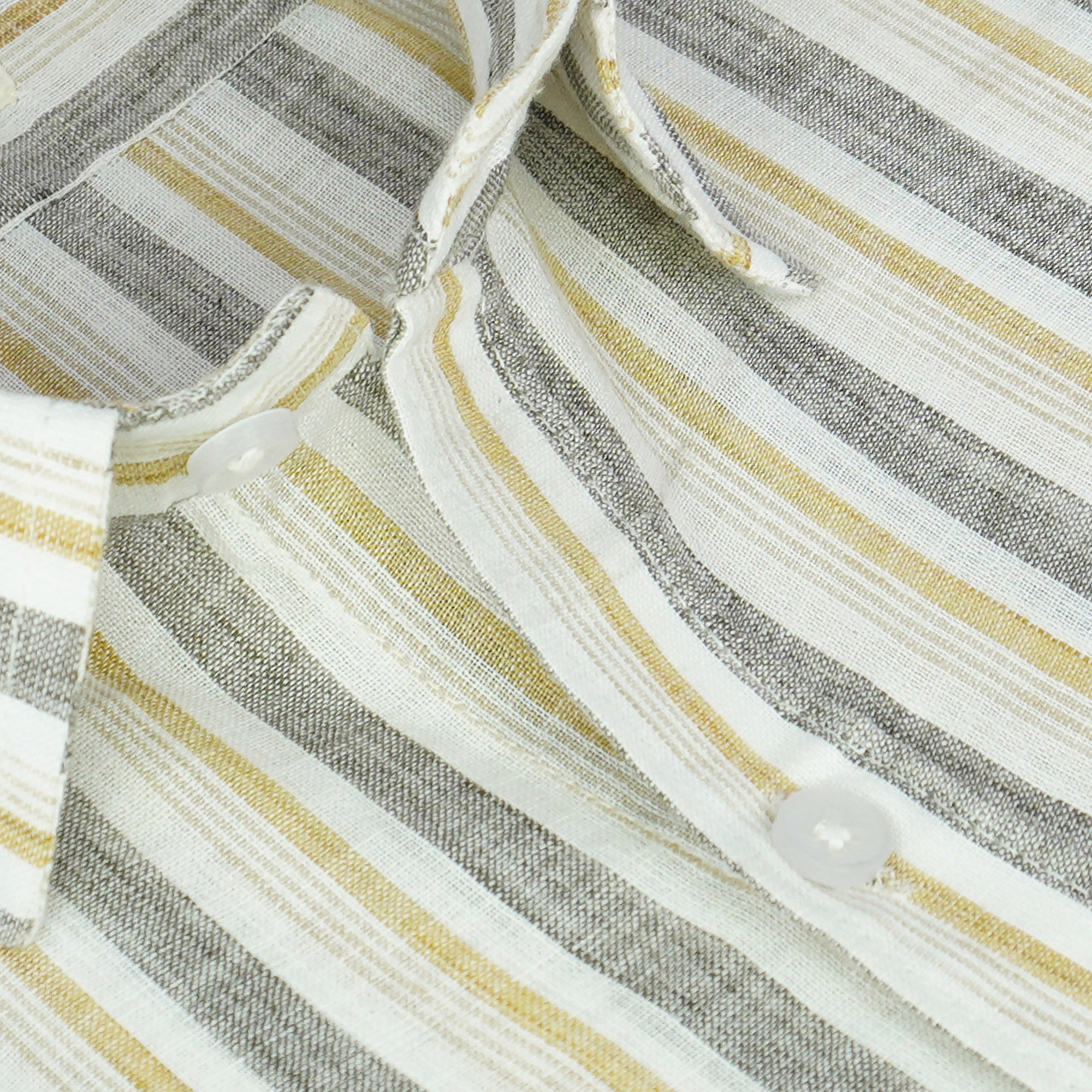 Men's Cotton Linen Striped Half Sleeves Shirt (Grey)