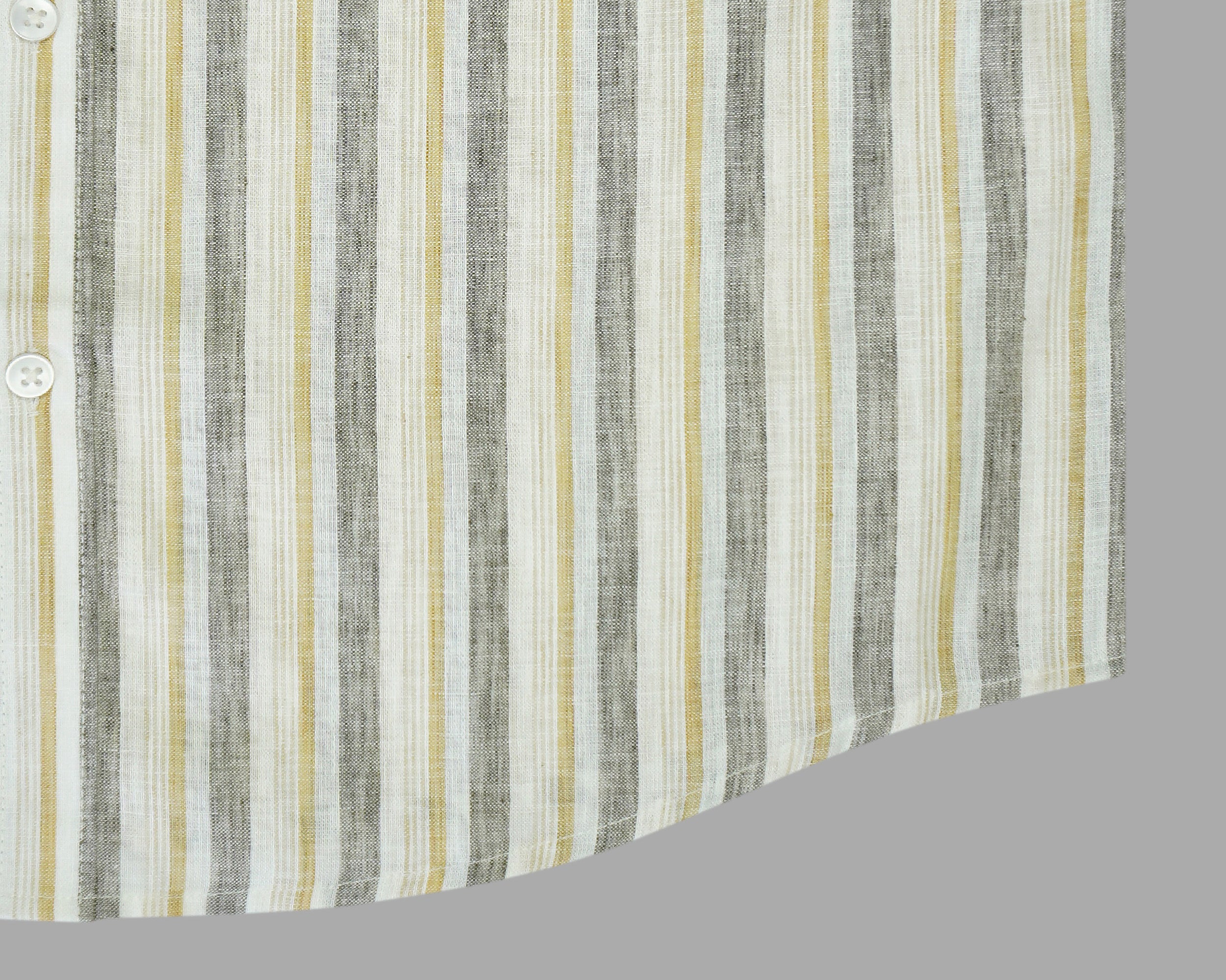 Men's Cotton Linen Striped Half Sleeves Shirt (Grey)