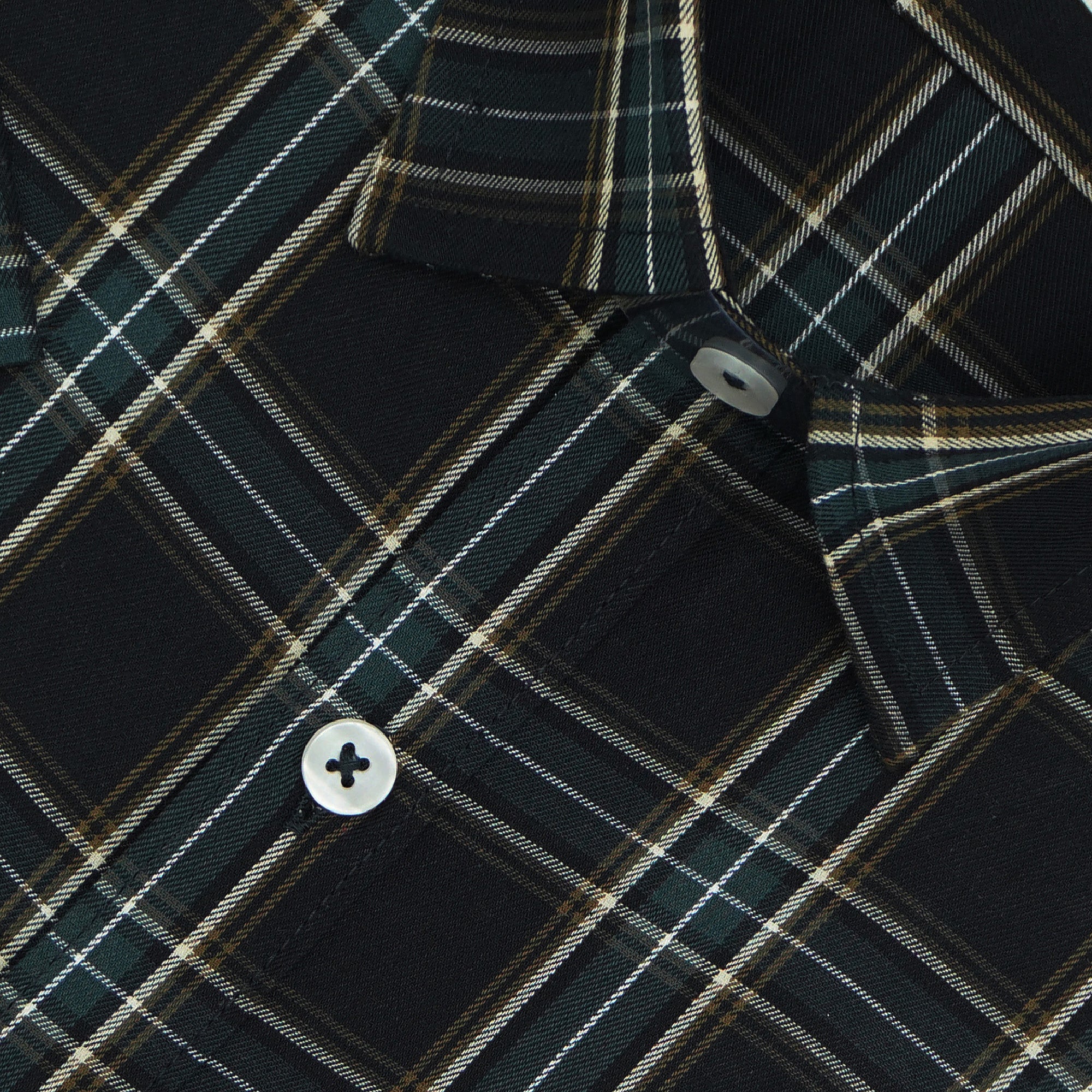 Men's 100% Cotton Checkered Half Sleeves Shirt (Black)