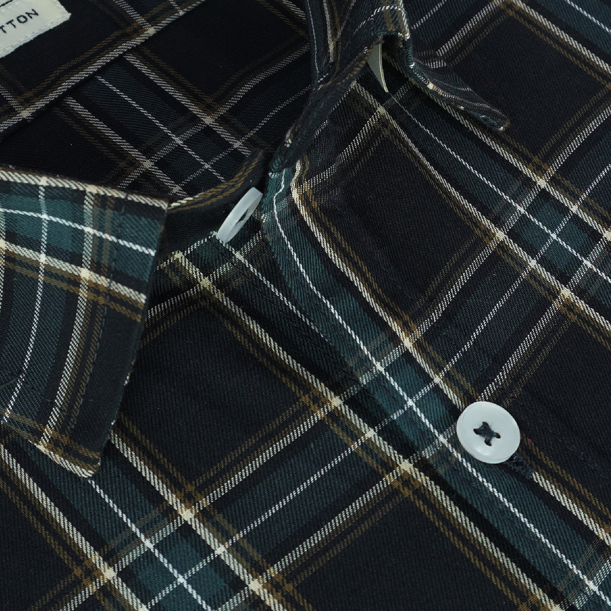 Men's 100% Cotton Checkered Half Sleeves Shirt (Black)