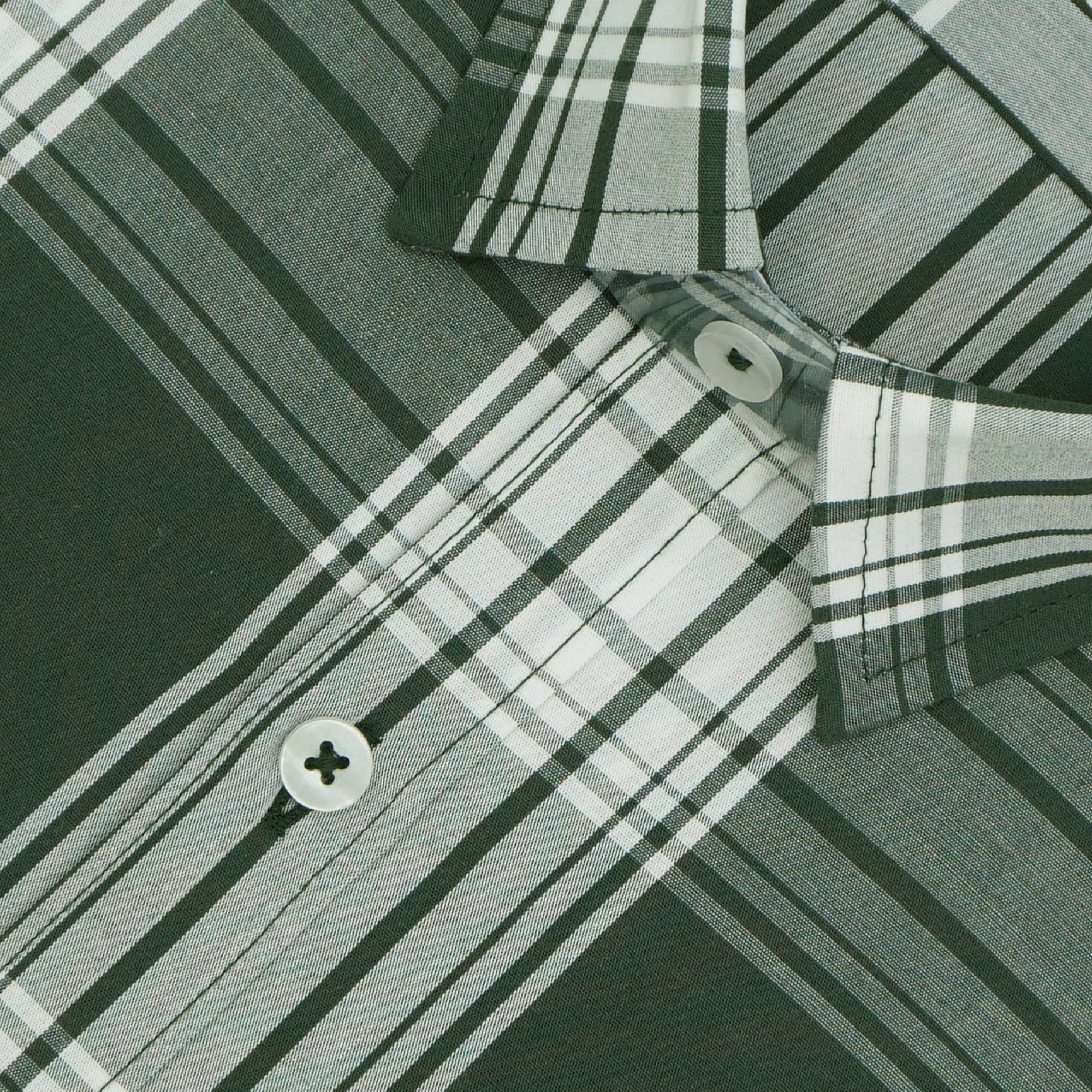 Men's 100% Cotton Checkered Half Sleeves Shirt (Green)