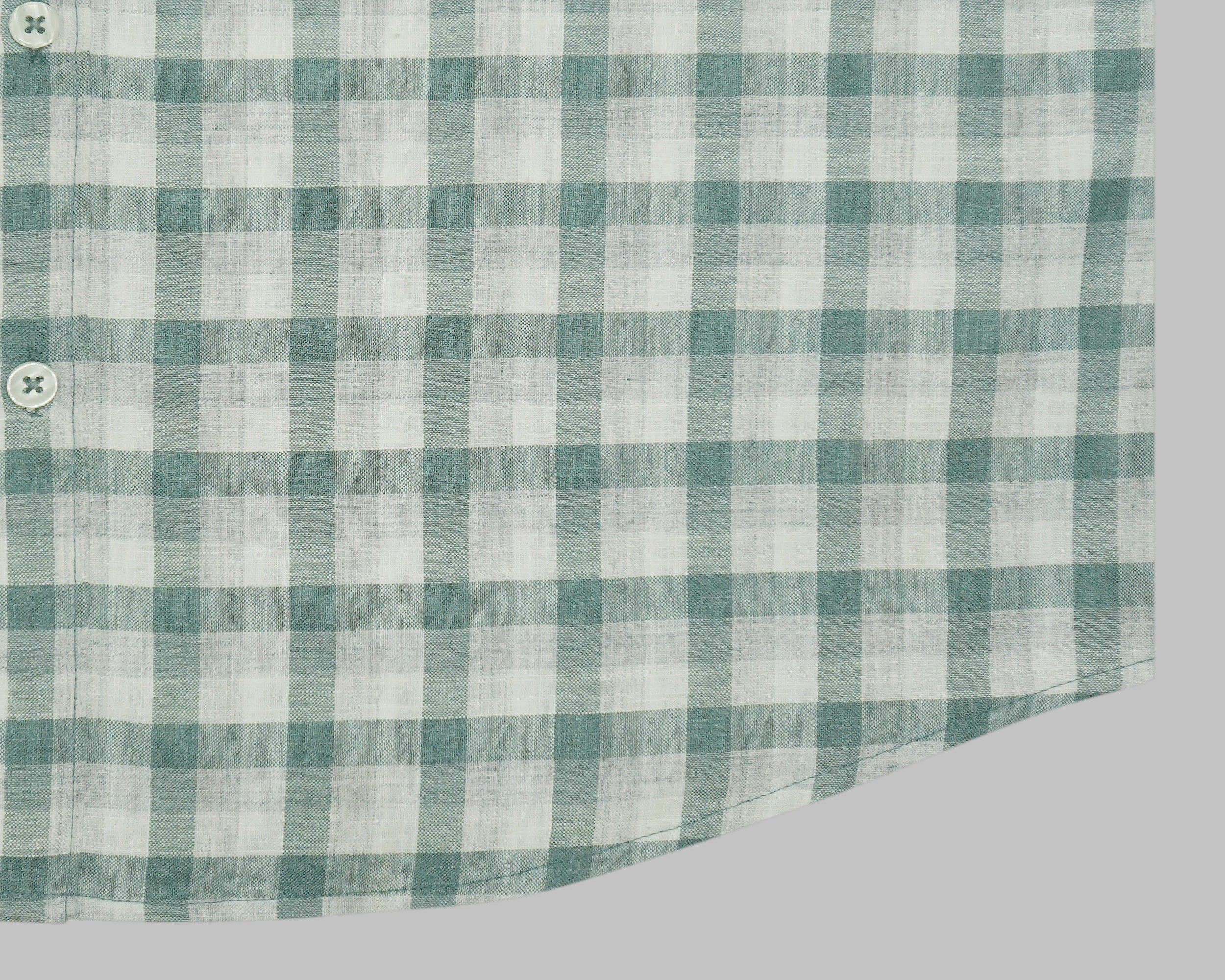 Men's Cotton Linen Checkered Half Sleeves Shirt (Green)