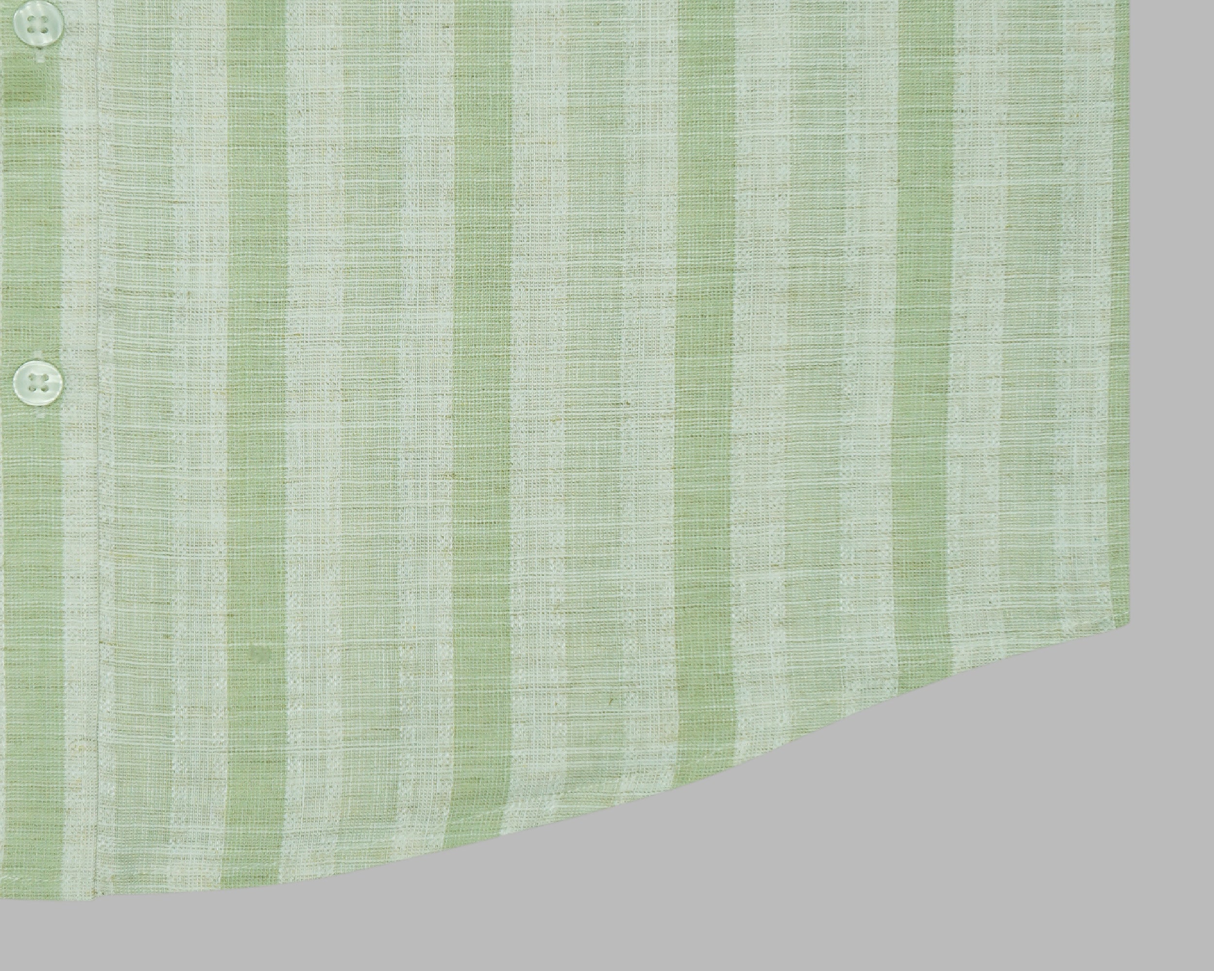 Men's Cotton Linen Striped Half Sleeves Shirt (Green)