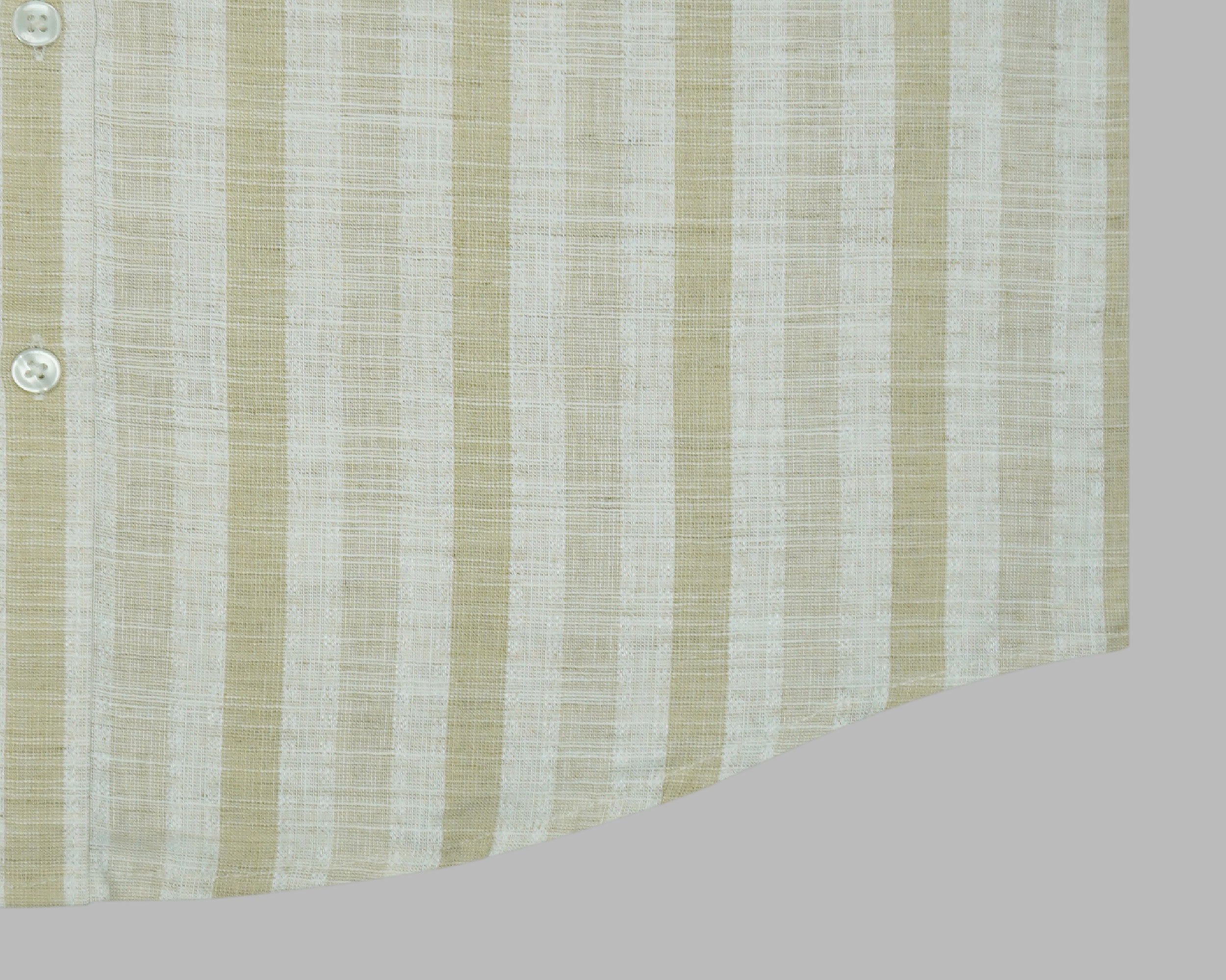 Men's Cotton Linen Striped Half Sleeves Shirt (Gold)