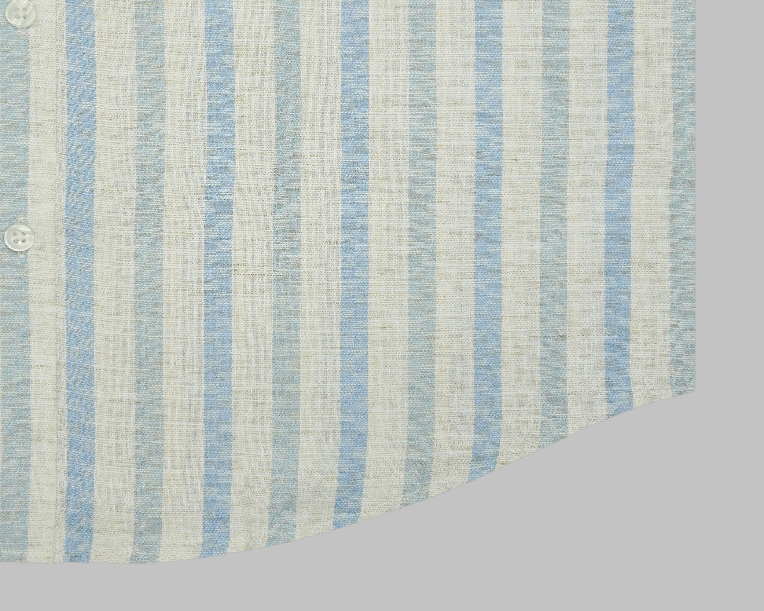 Men's Cotton Linen Striped Half Sleeves Shirt (Blue)