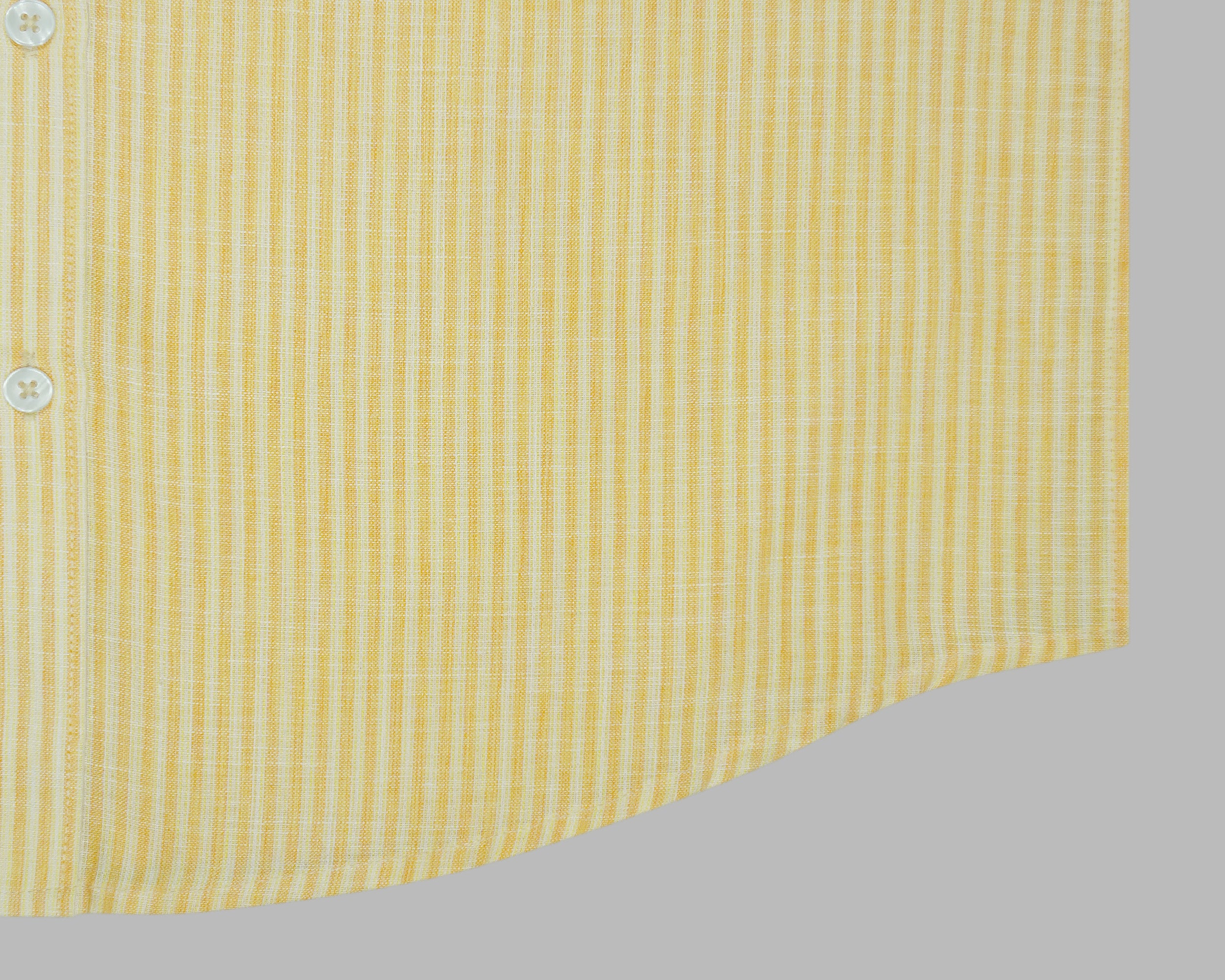 Men's Cotton Linen Striped Half Sleeves Shirt (Orange)