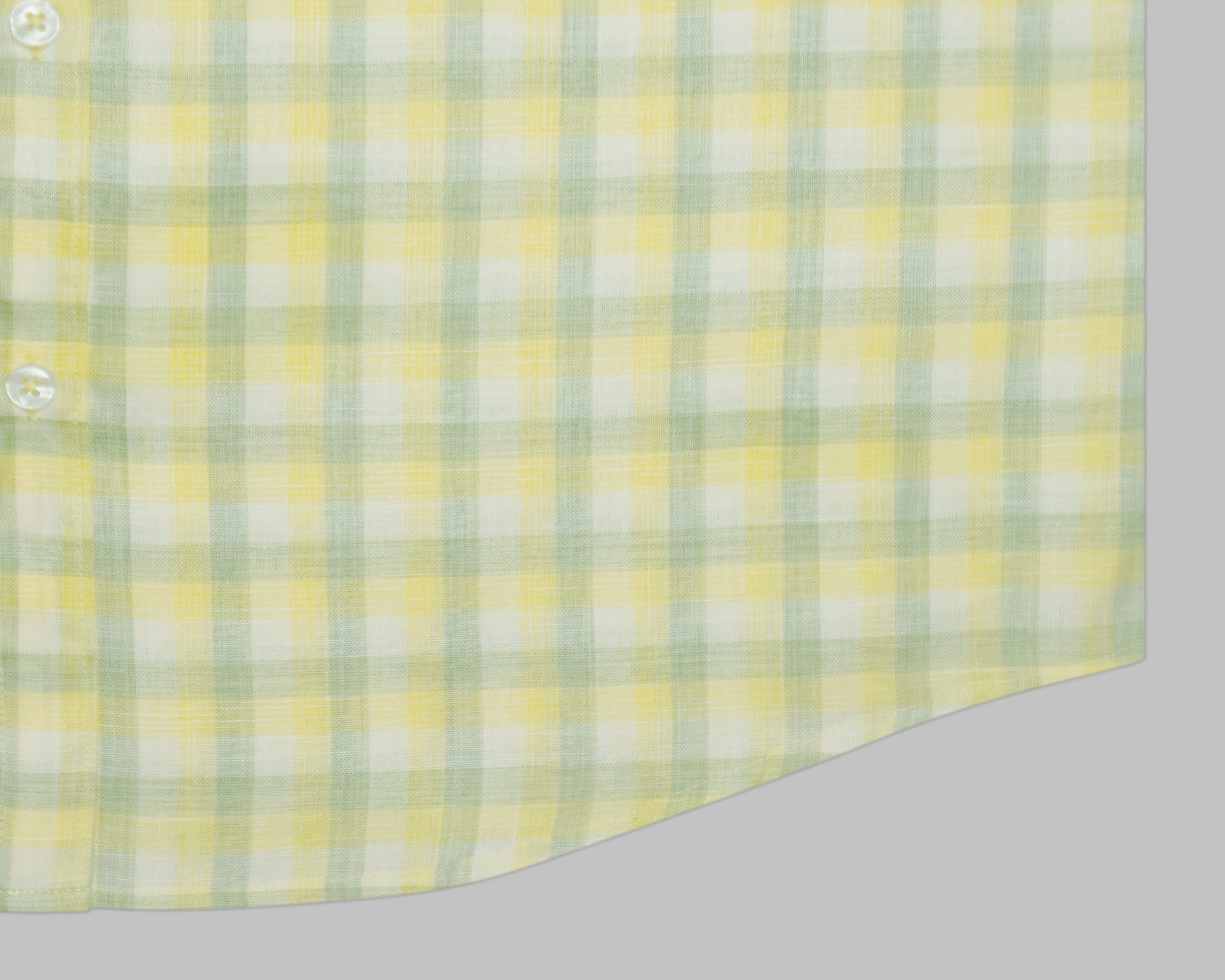 Men's Cotton Linen Checkered Half Sleeves Shirt (Yellow)