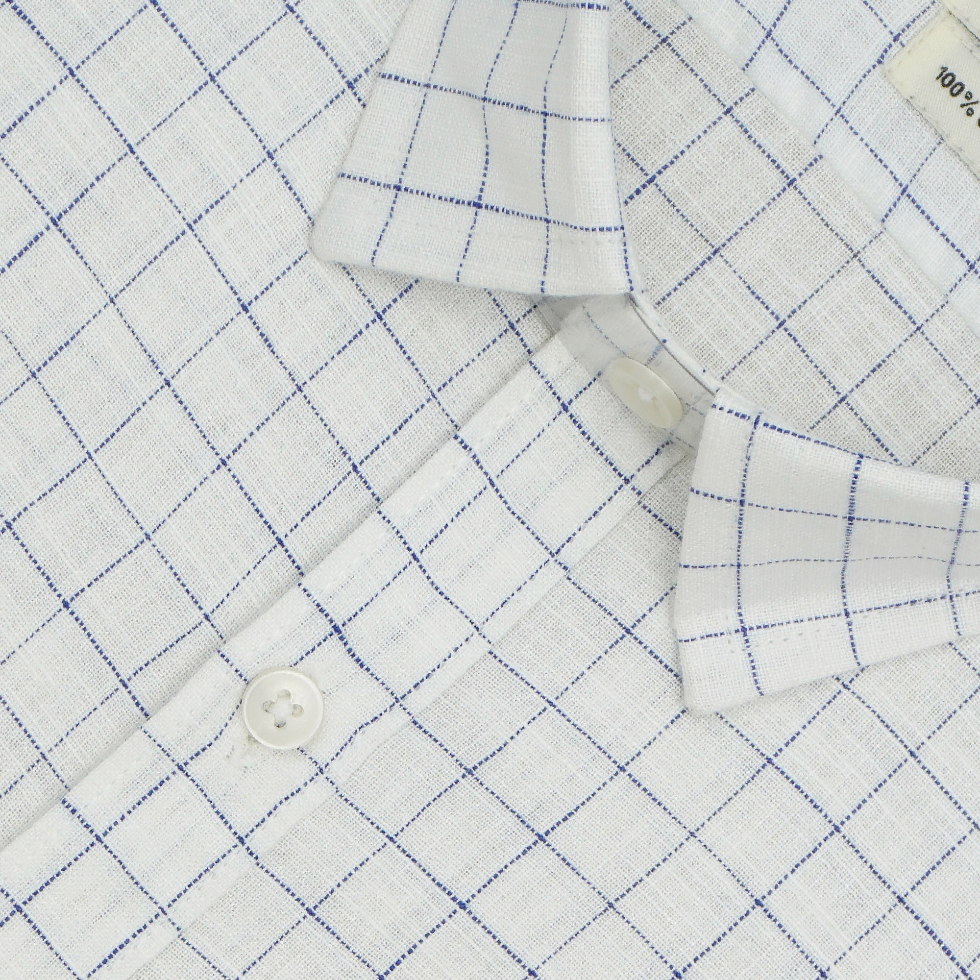 Men's 100% Cotton Checkered Half Sleeves Shirt (Blue)