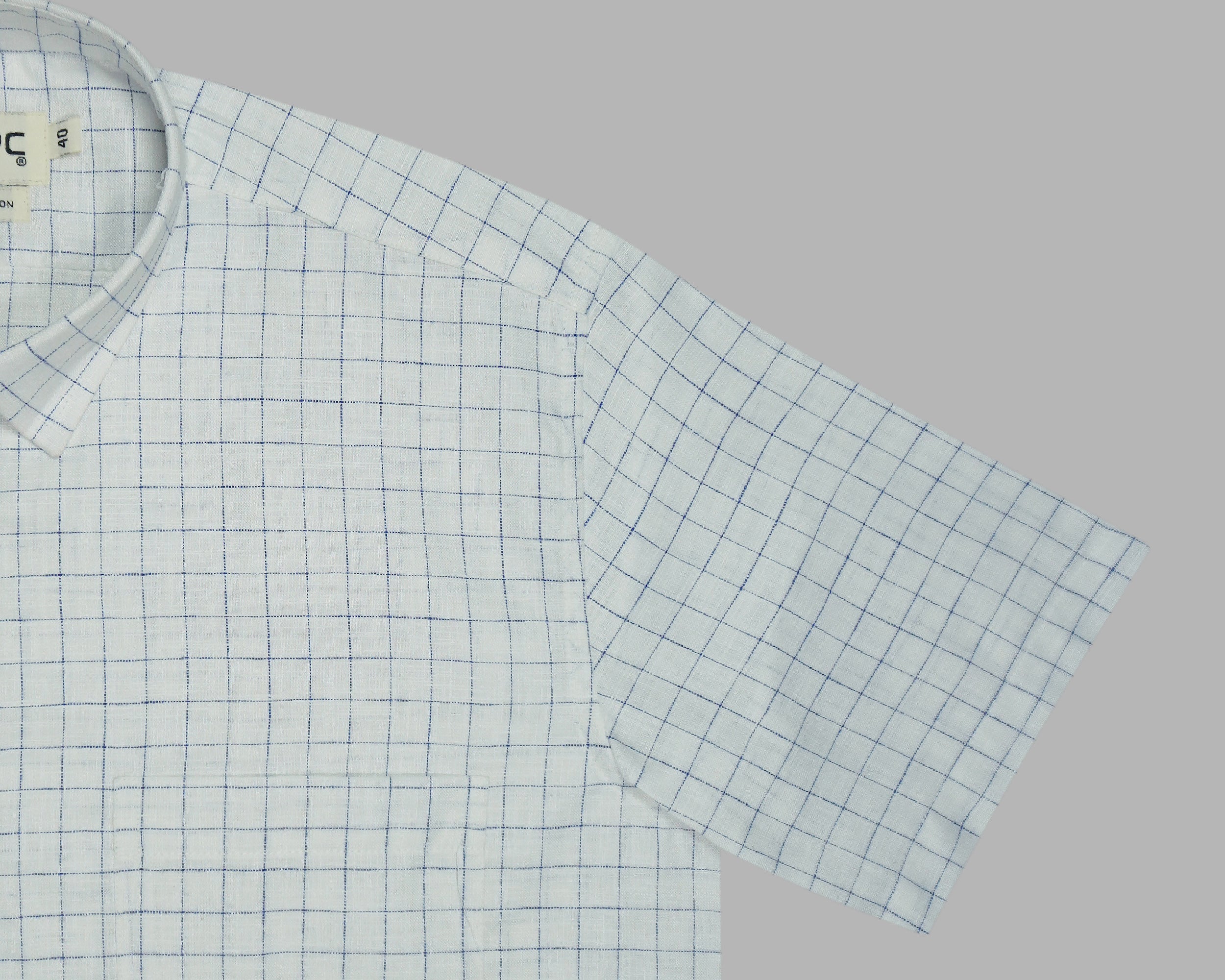 Men's 100% Cotton Checkered Half Sleeves Shirt (Blue)
