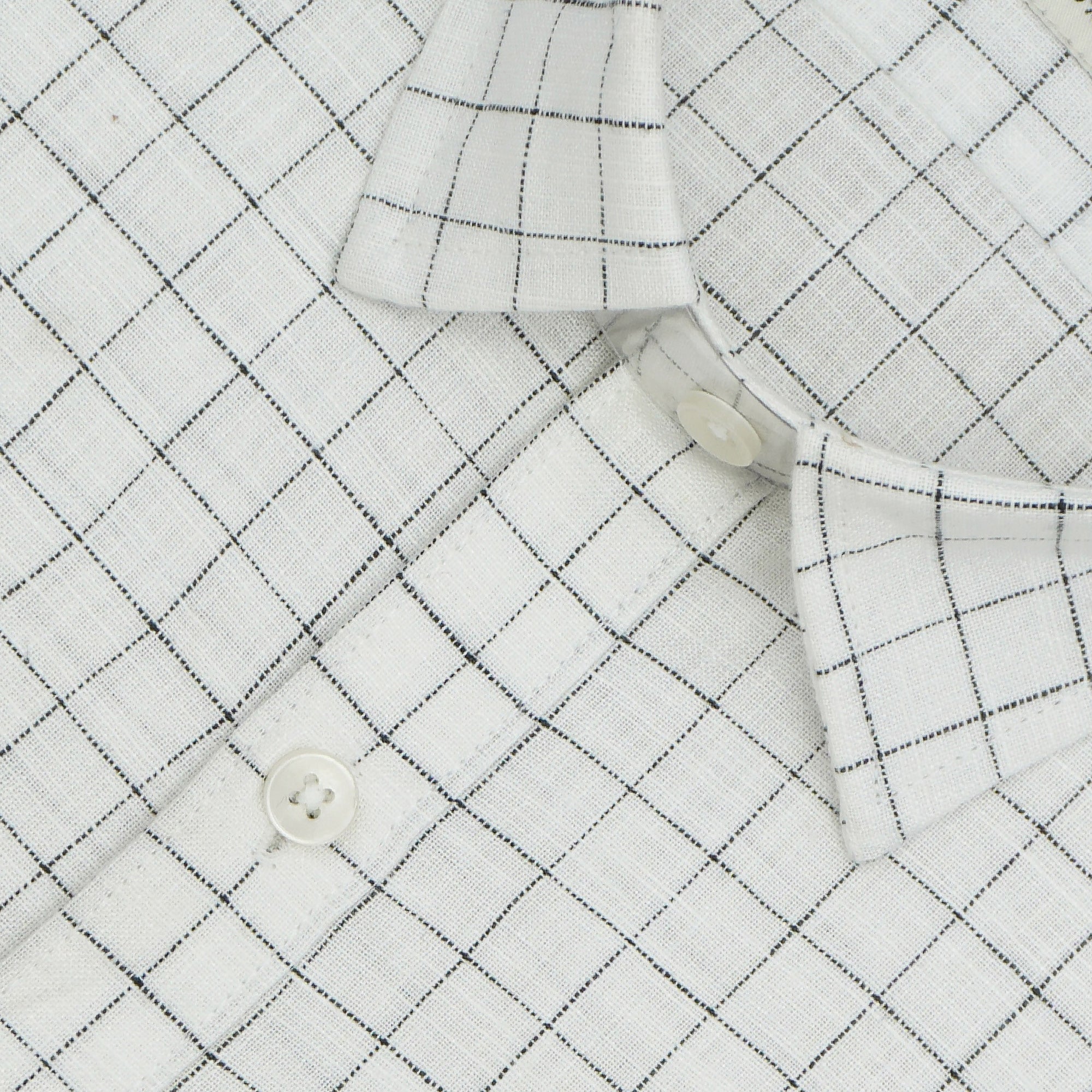 Men's 100% Cotton Checkered Half Sleeves Shirt (Grey)