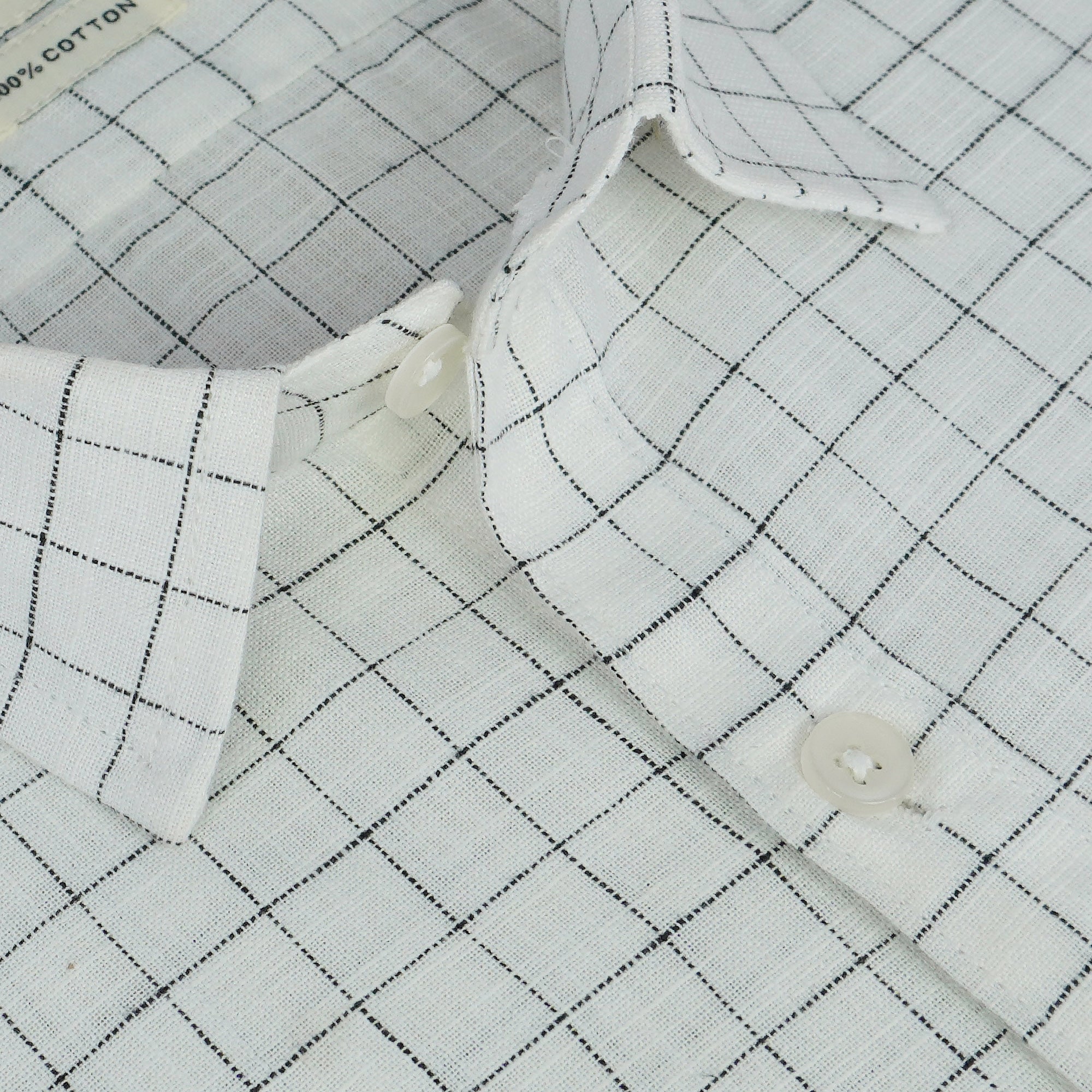 Men's 100% Cotton Checkered Half Sleeves Shirt (Grey)