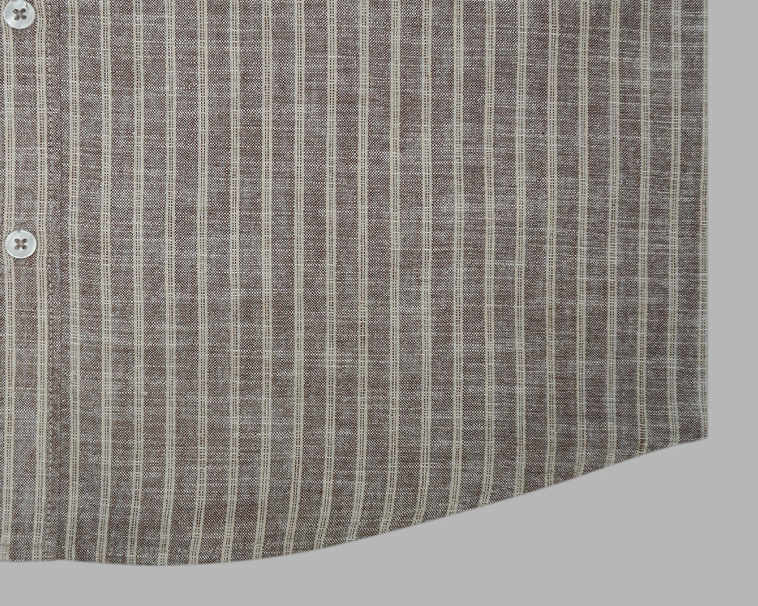 Men's 100% Cotton Striped Half Sleeves Shirt (Coffee)