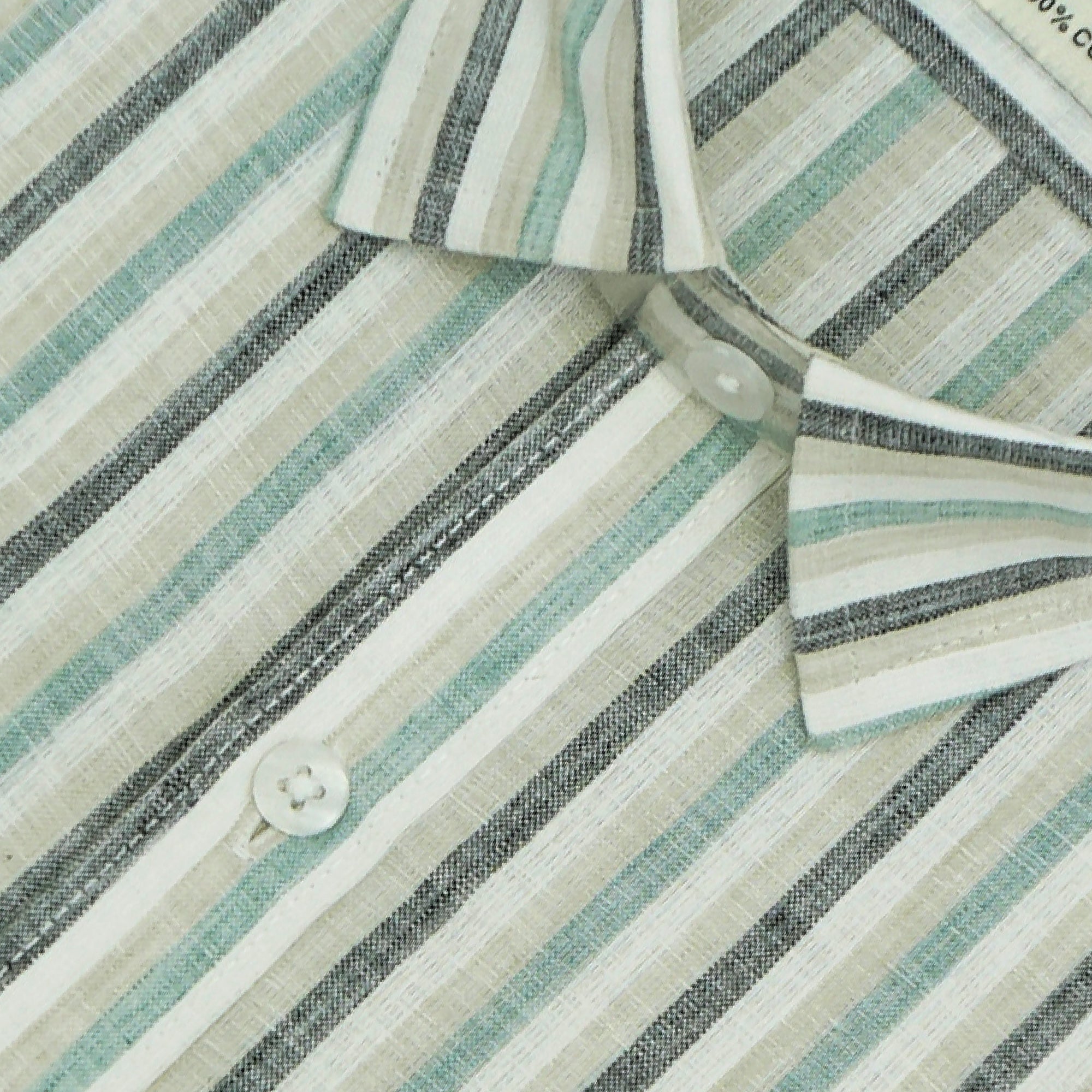Men's 100% Cotton Striped Half Sleeves Shirt (Green)