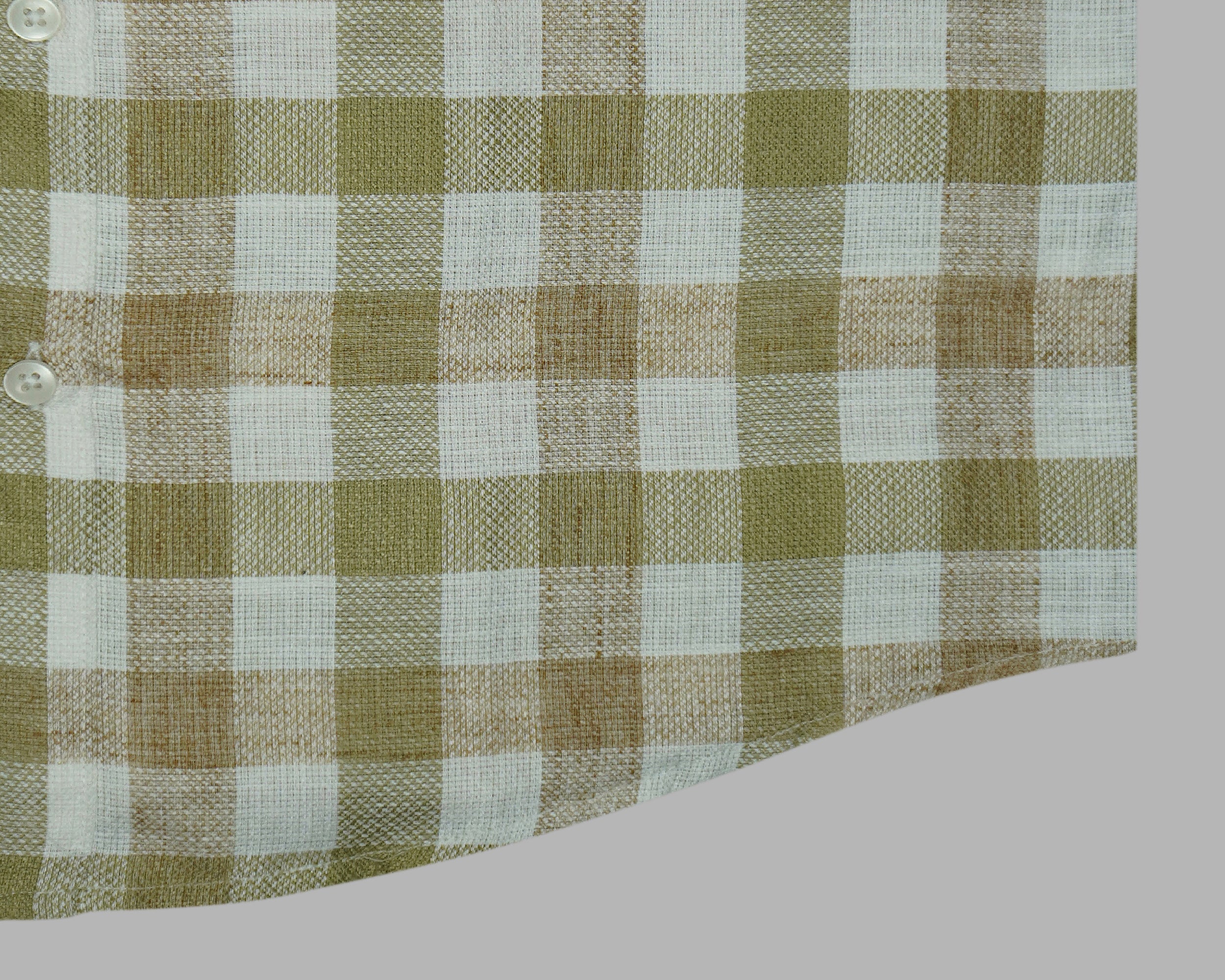 Men's 100% Cotton Checkered Half Sleeves Shirt (Khaki)