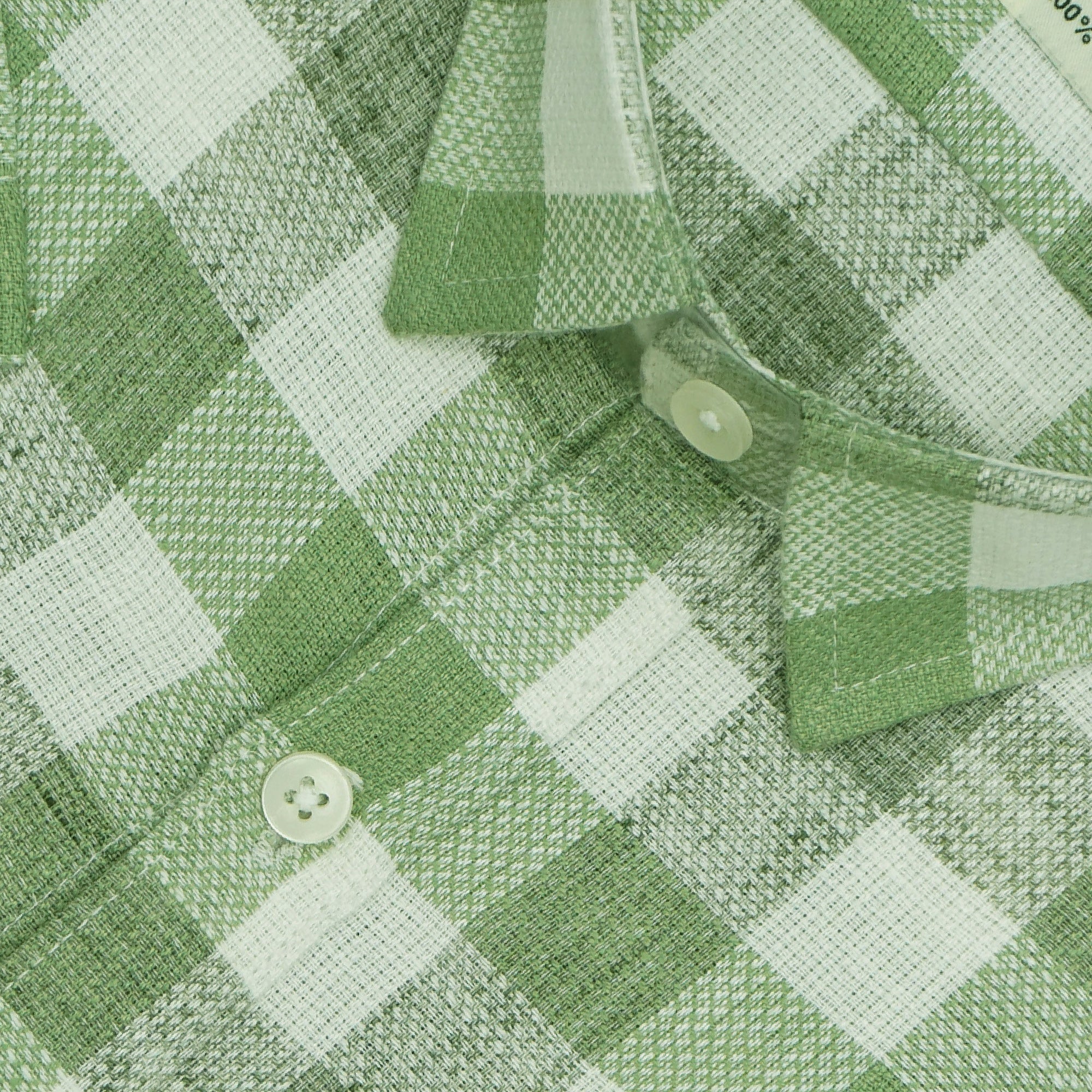 Men's 100% Cotton Checkered Half Sleeves Shirt (Green)