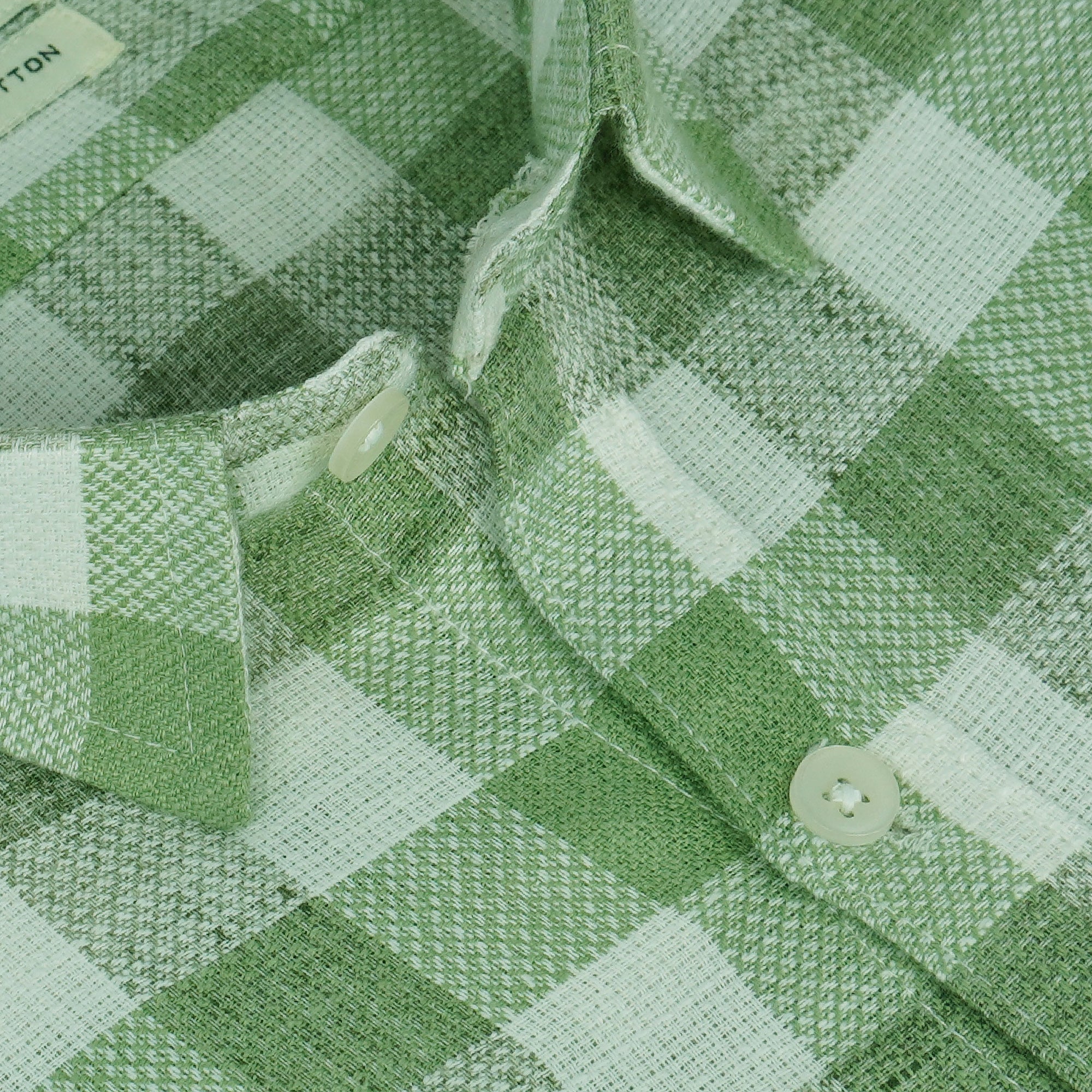Men's 100% Cotton Checkered Half Sleeves Shirt (Green)