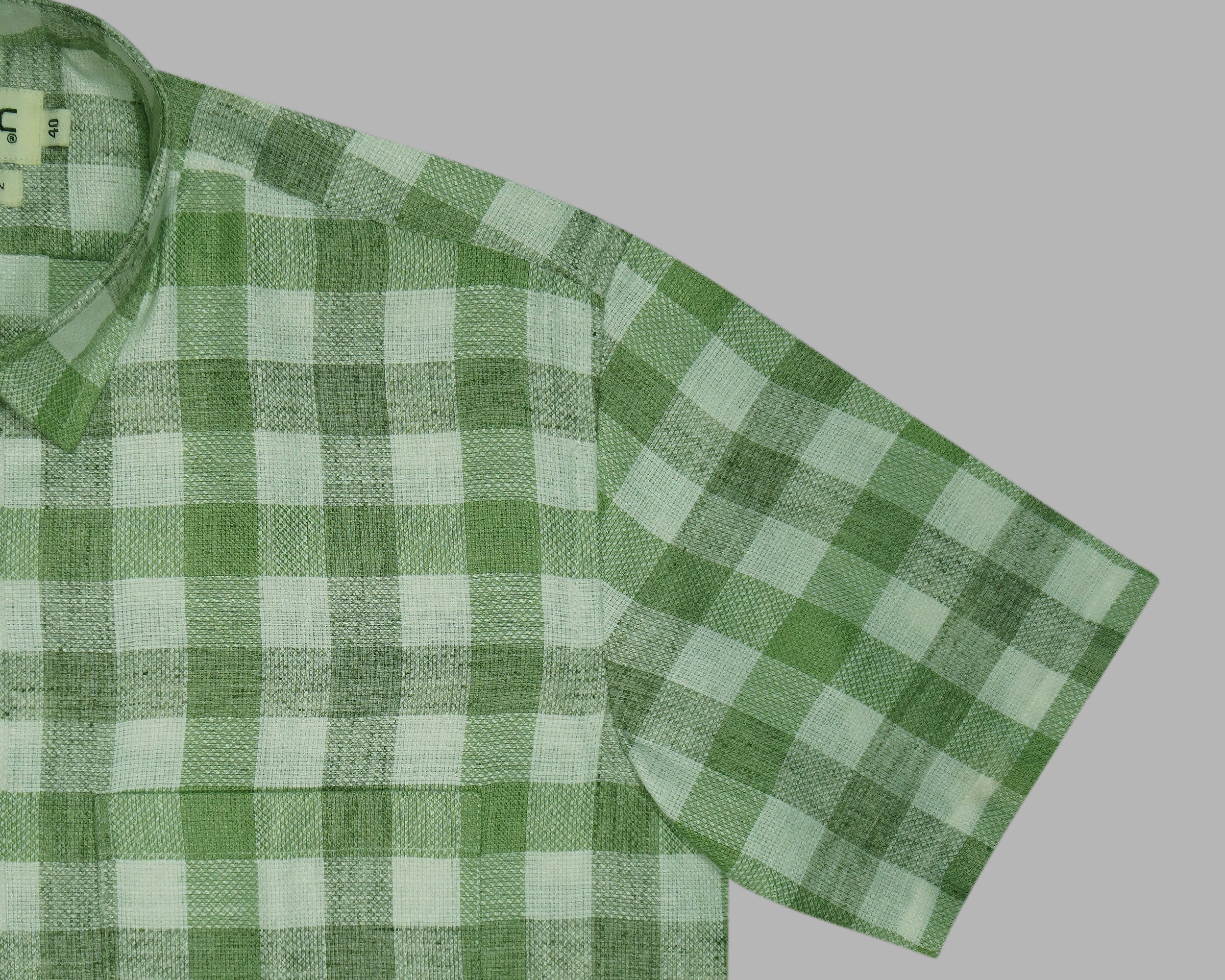 Men's 100% Cotton Checkered Half Sleeves Shirt (Green)