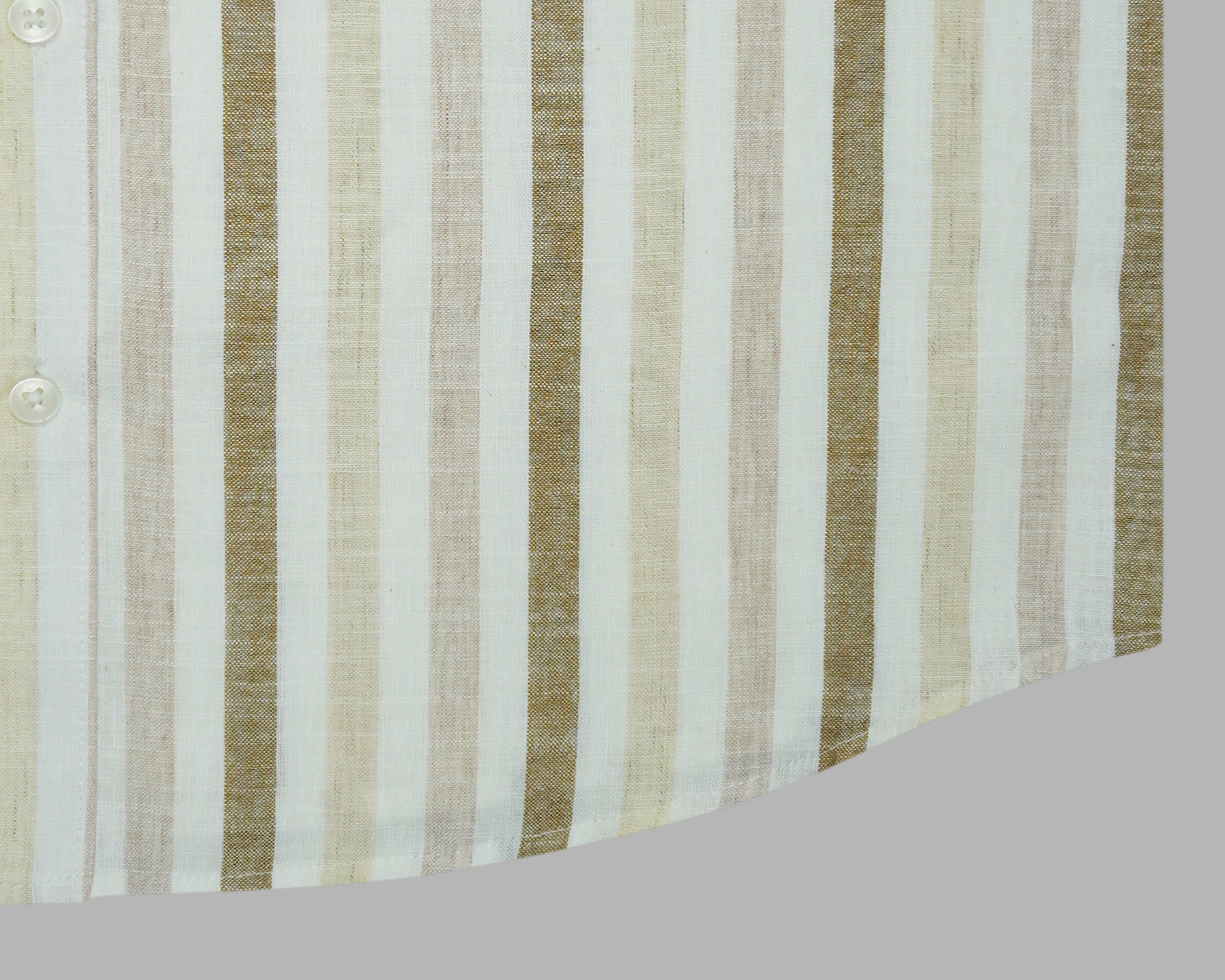 Men's Cotton Linen Striped Half Sleeves Shirt (Brown)