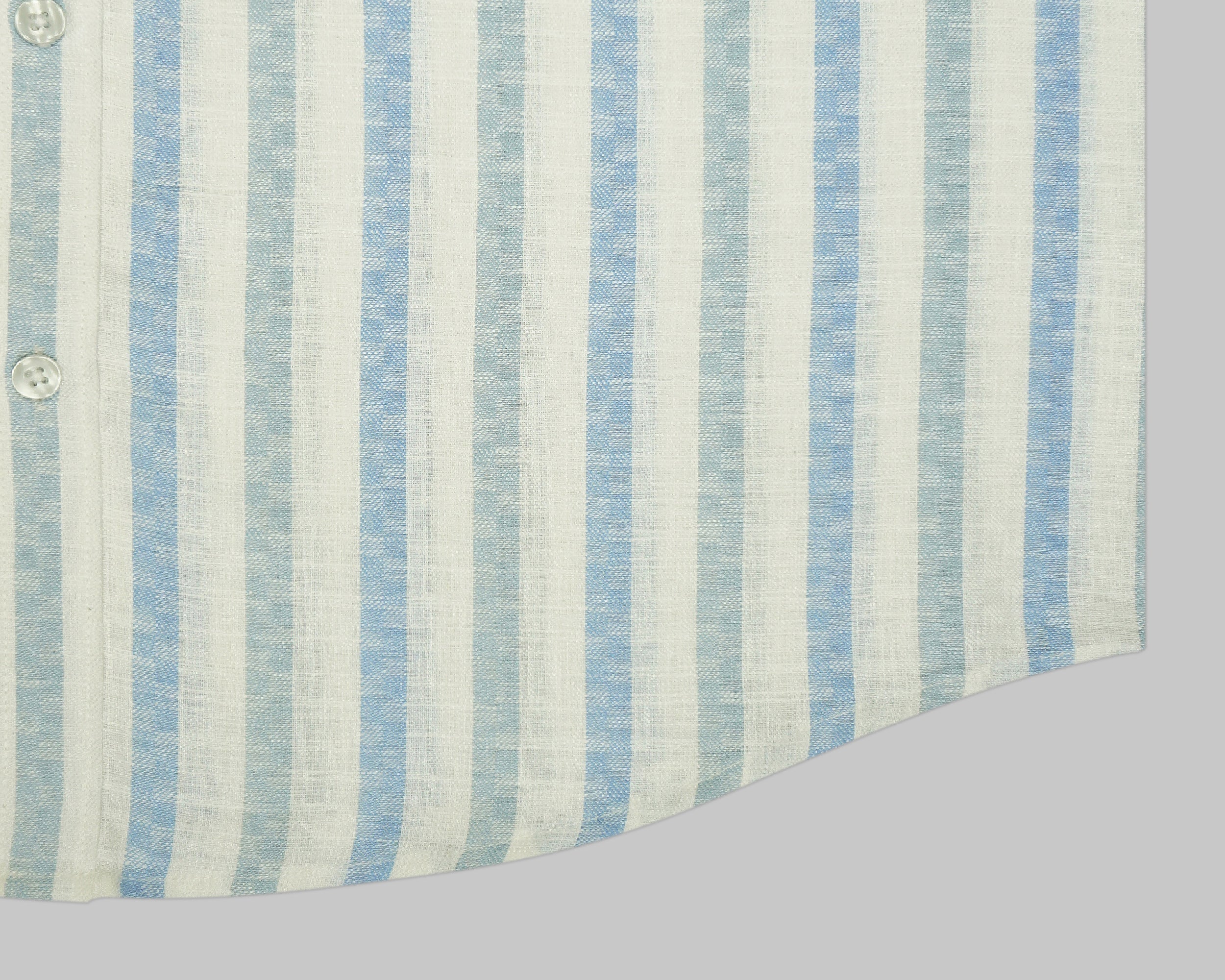 Men's Cotton Linen Striped Half Sleeves Shirt (Blue)