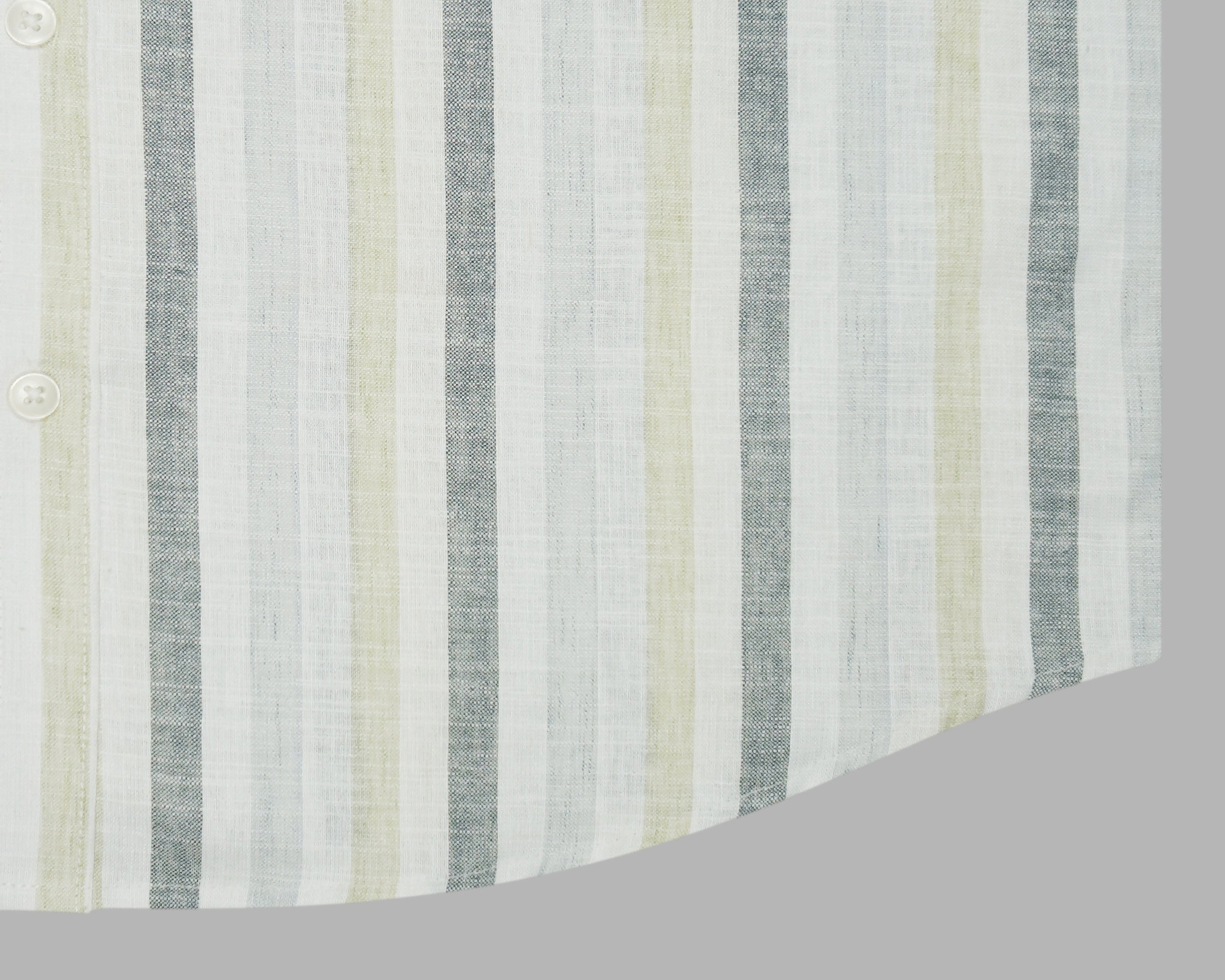 Men's Cotton Linen Striped Half Sleeves Shirt (Grey)