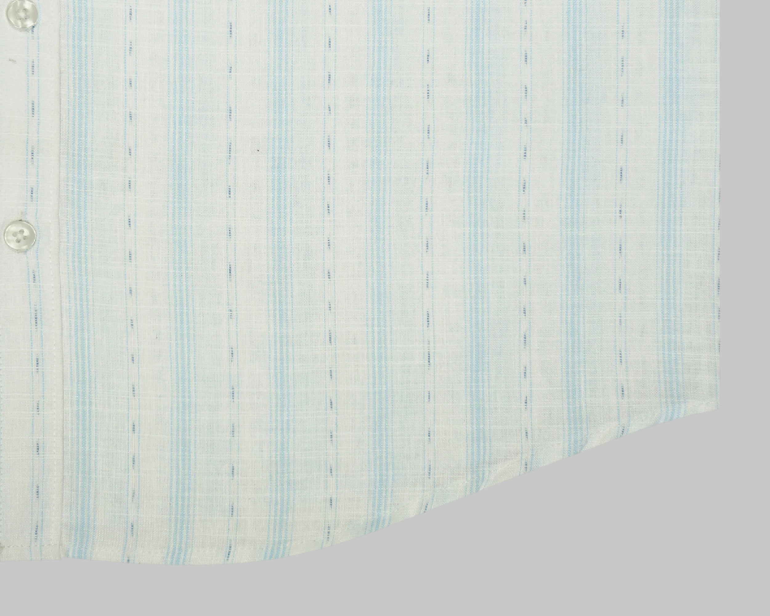 Men's Cotton Linen Striped Half Sleeves Shirt (White)