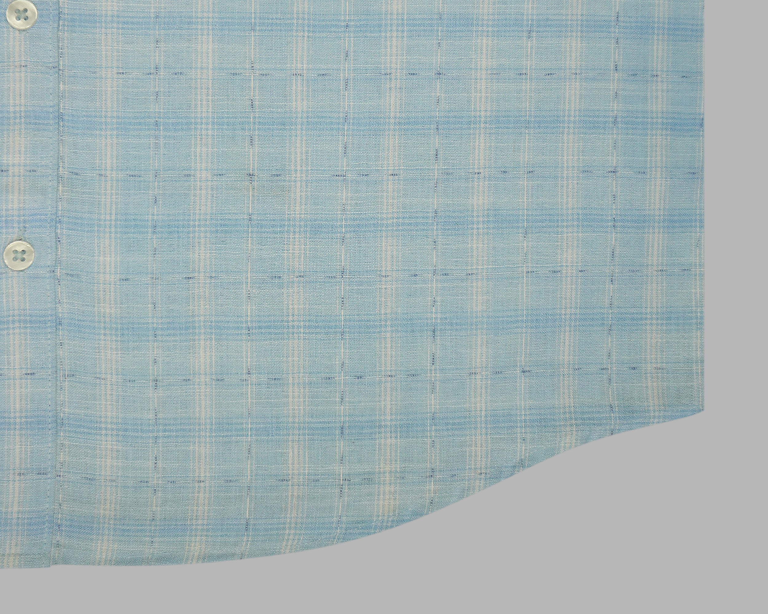 Men's Cotton Linen Checkered Half Sleeves Shirt (Blue)