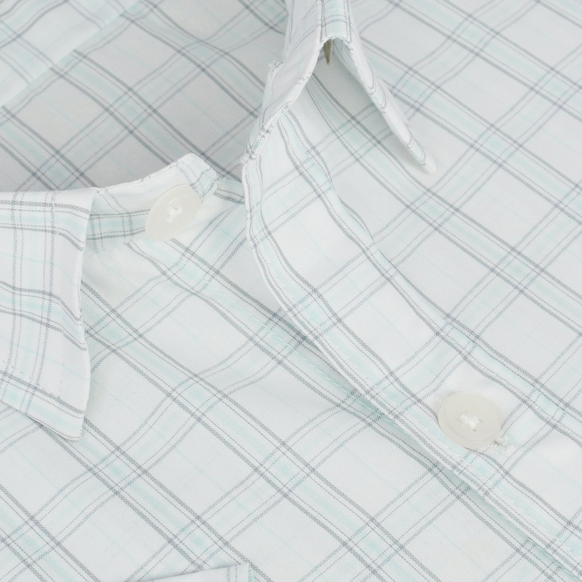 Men's 100% Cotton Checkered Half Sleeves Shirt (White)