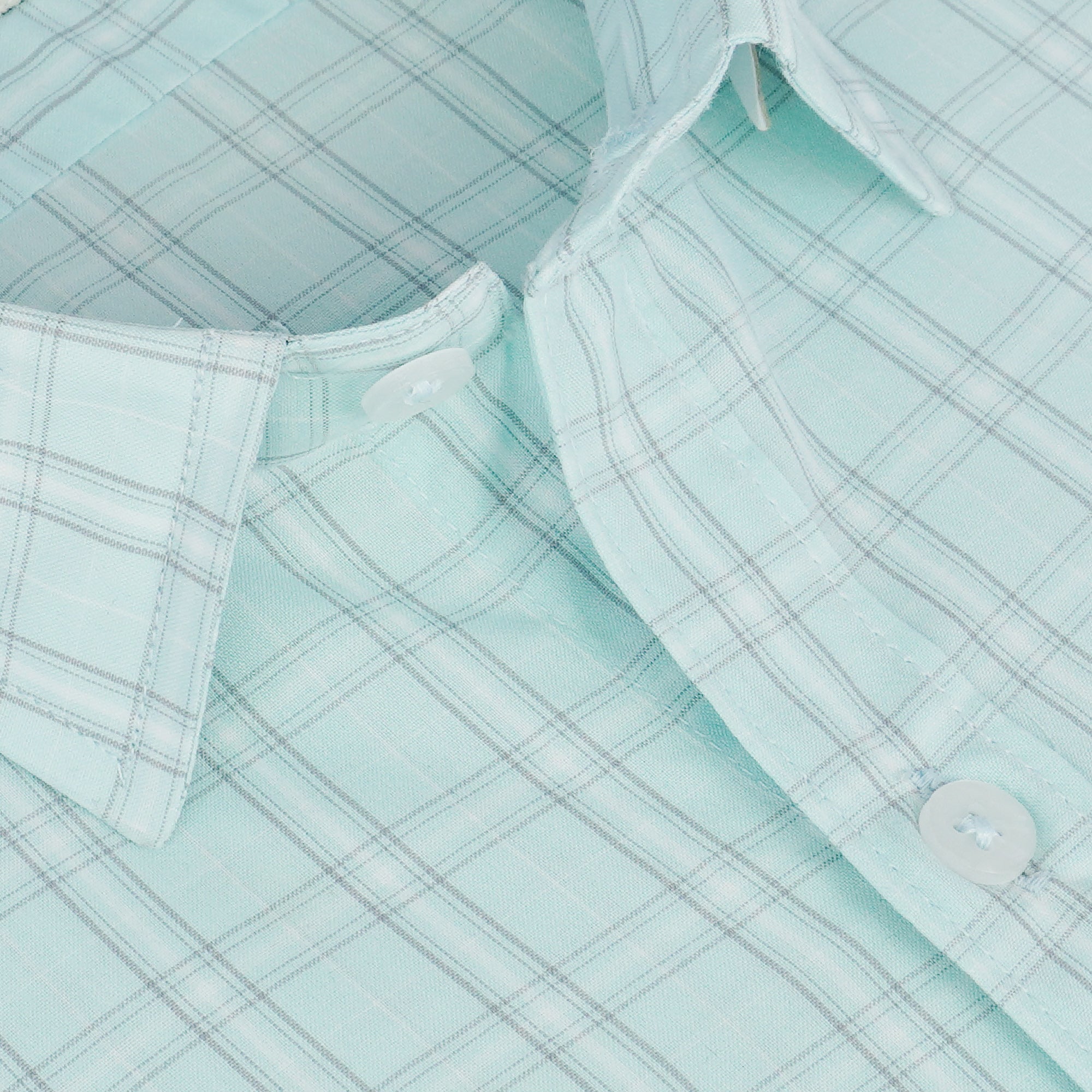 Men's 100% Cotton Checkered Half Sleeves Shirt (Sea Green)