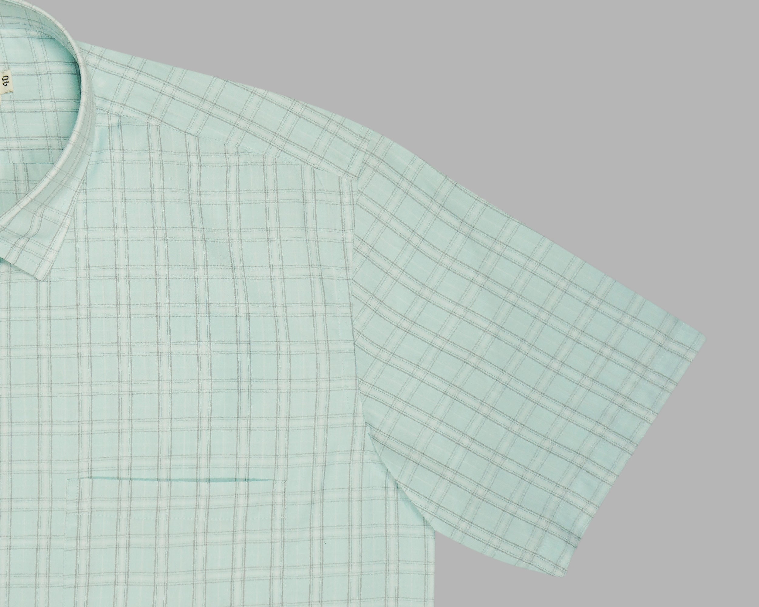 Men's 100% Cotton Checkered Half Sleeves Shirt (Sea Green)
